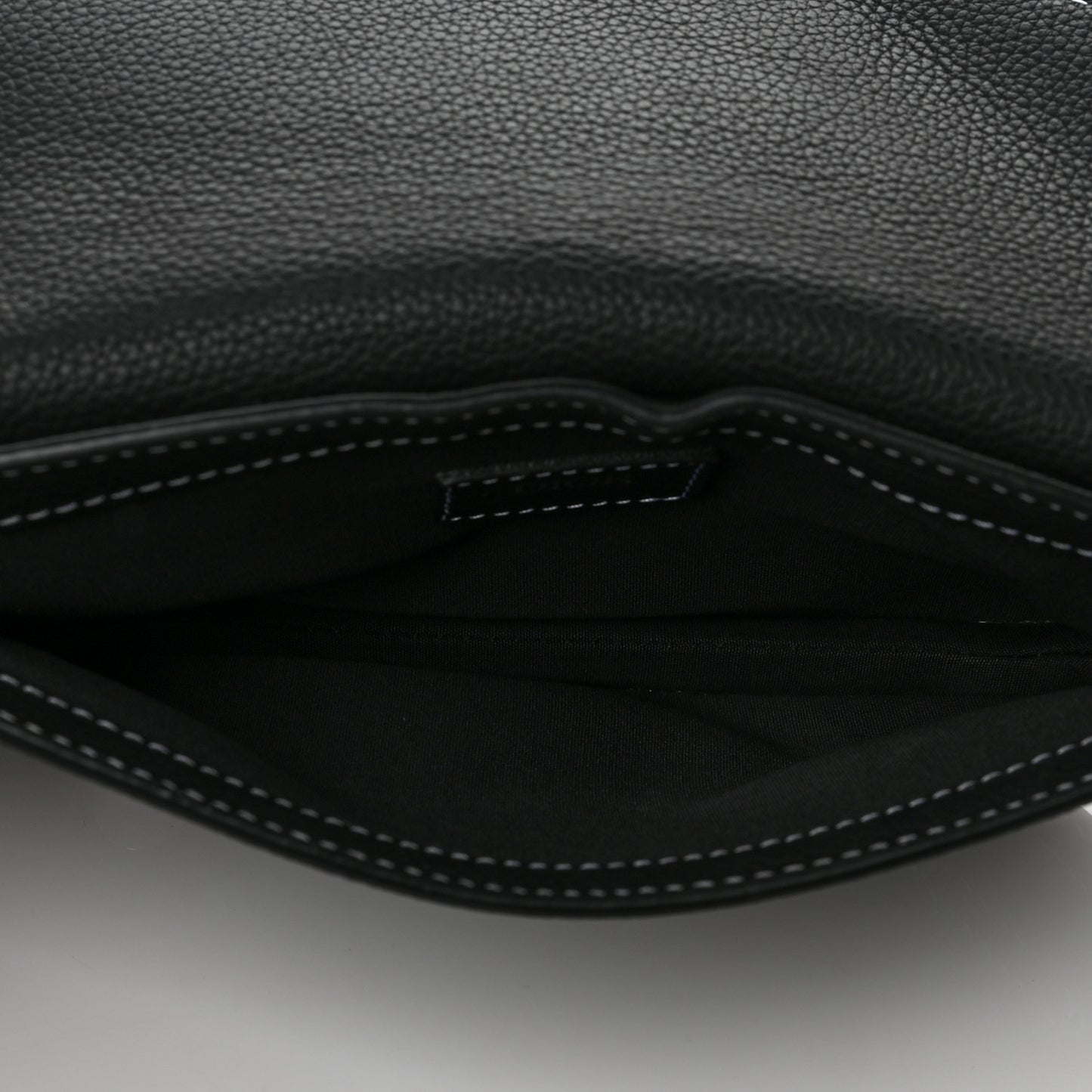 X KAWS Grained Calfskin Saddle Pouch Black