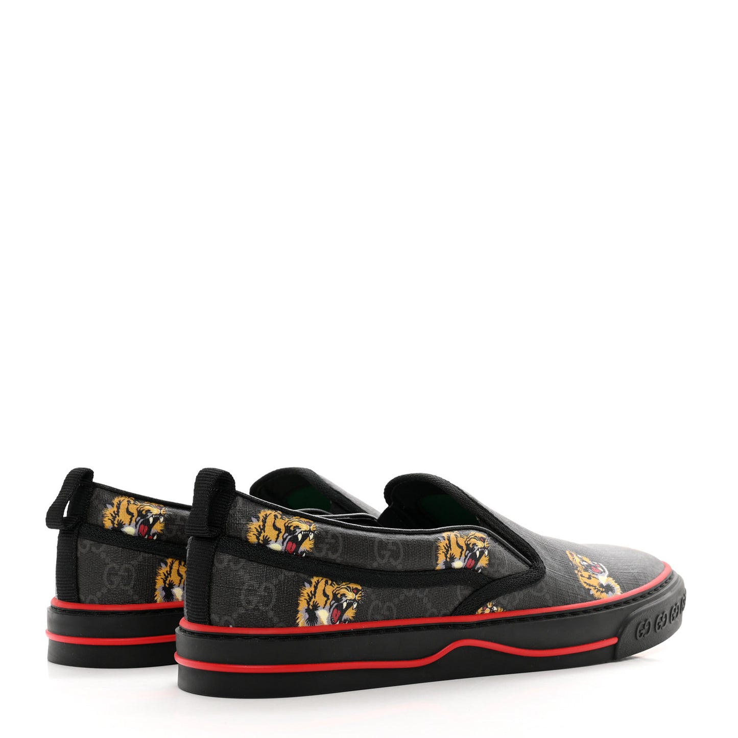 GG Supreme Monogram Tiger Face Mens 1977 Slip-On Sneakers 8 Black Multicolor