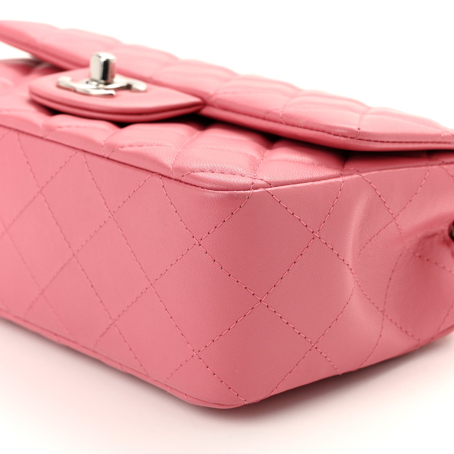 Lambskin Quilted Mini Rectangular Flap Pink