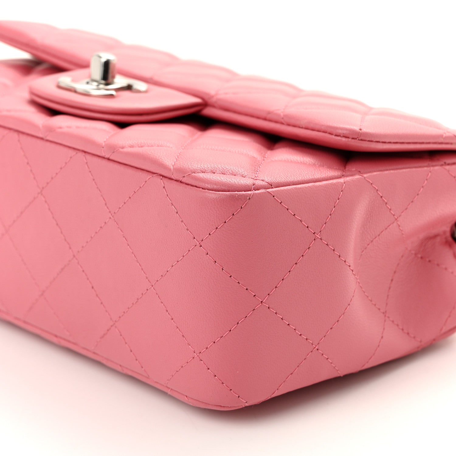 Chanel Lambskin Quilted Mini Rectangular Flap Pink 10 of 11
