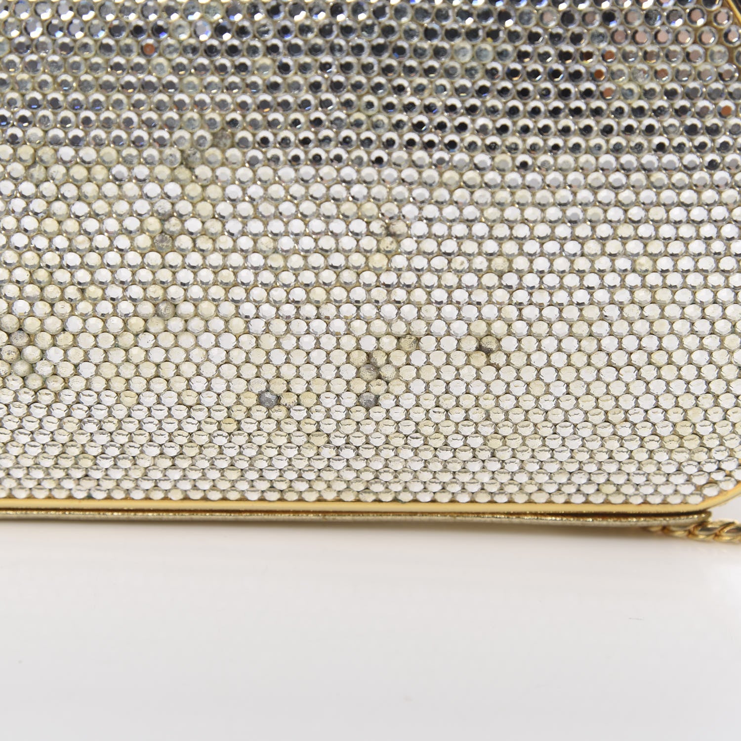 Judith Leiber Swarovski Crystal Minaudiere Clutch Gold Silver 19 of 19