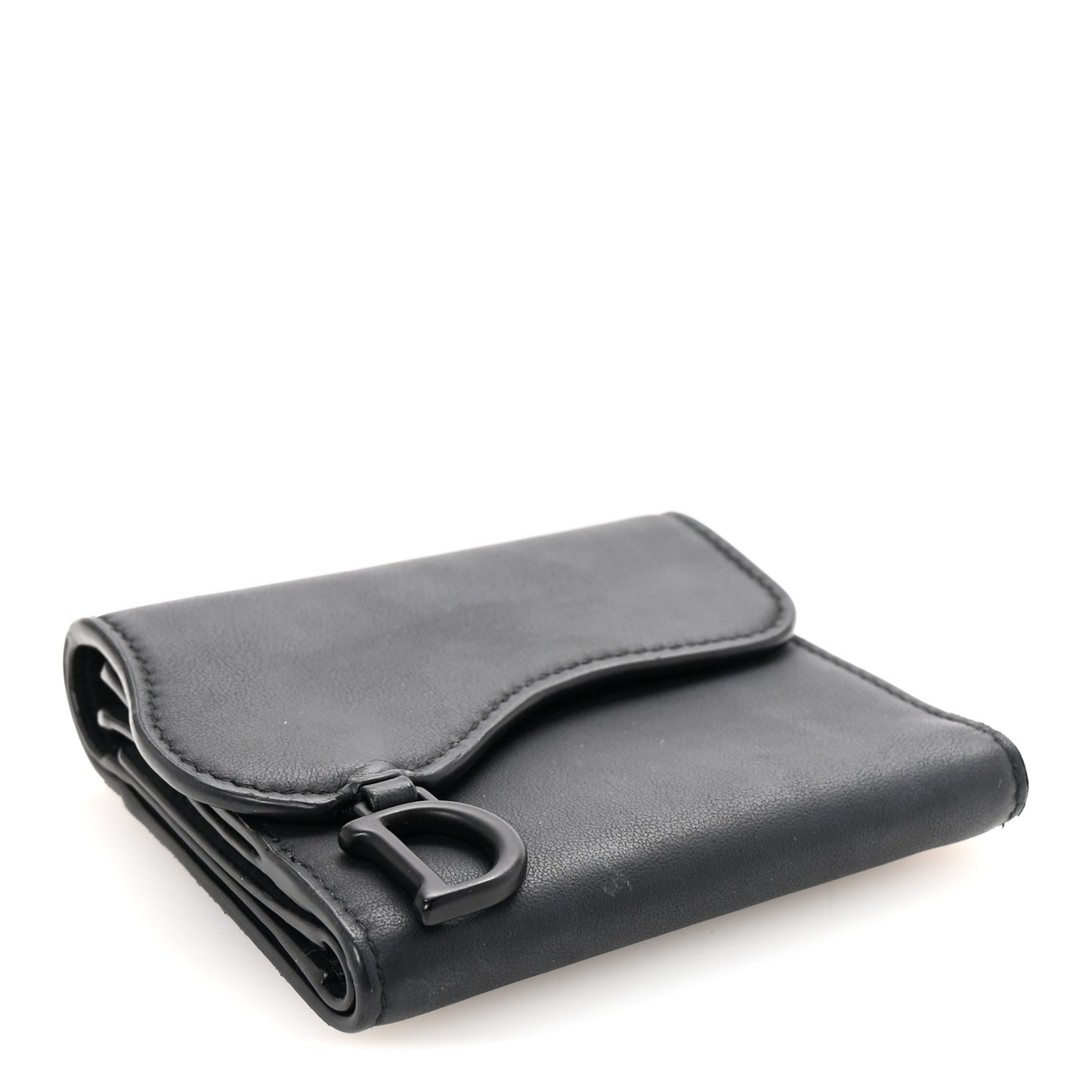 Ultra Matte Calfskin Saddle Lotus Wallet Black