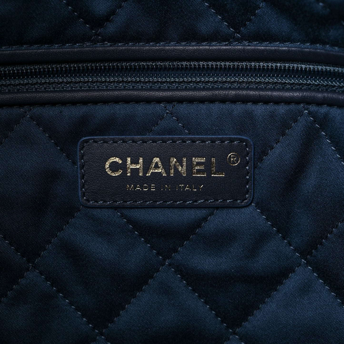 Velvet Camellia Quilted Small Chanel 22 Dark Blue