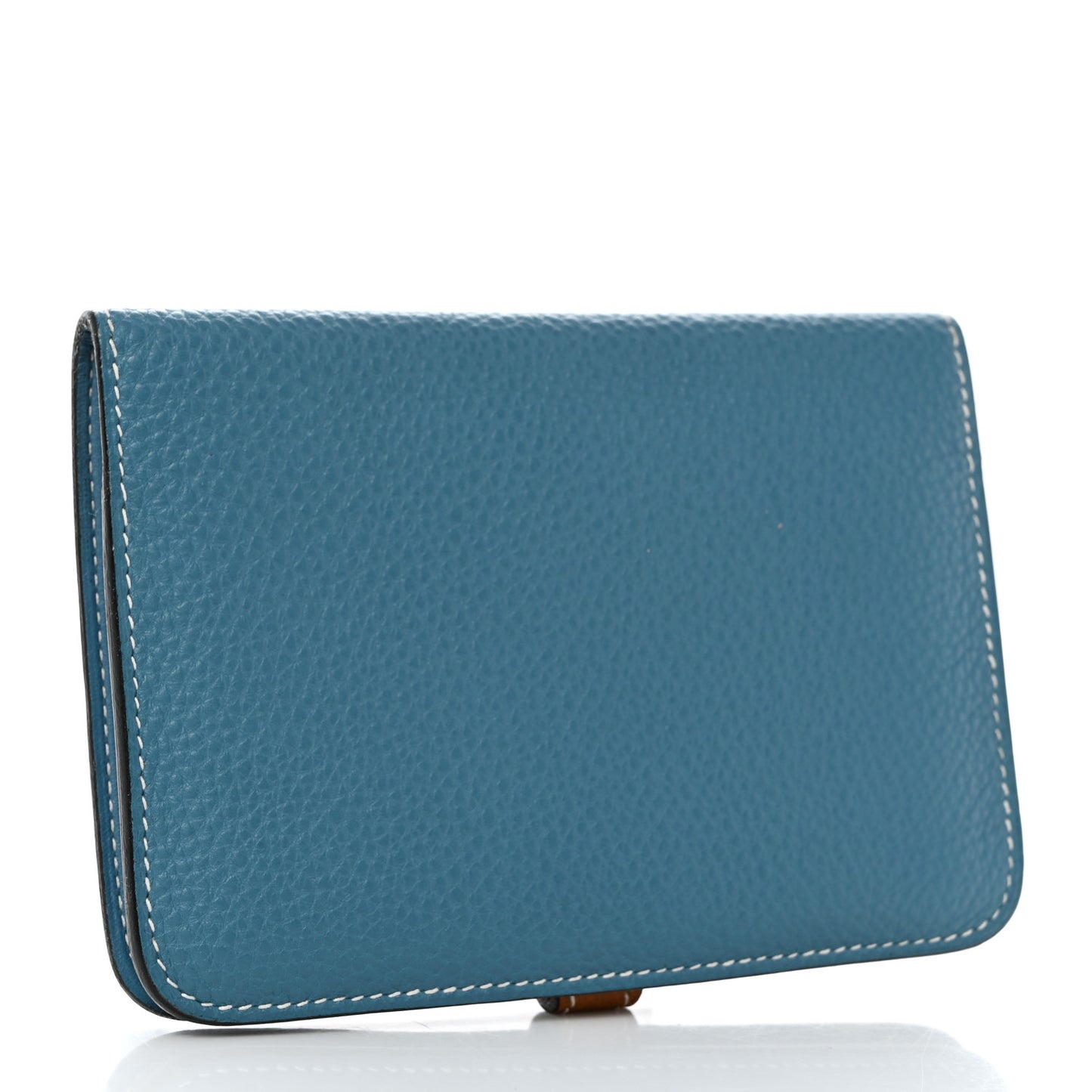 Togo Verso Dogon Compact Wallet Blue Jean Gold