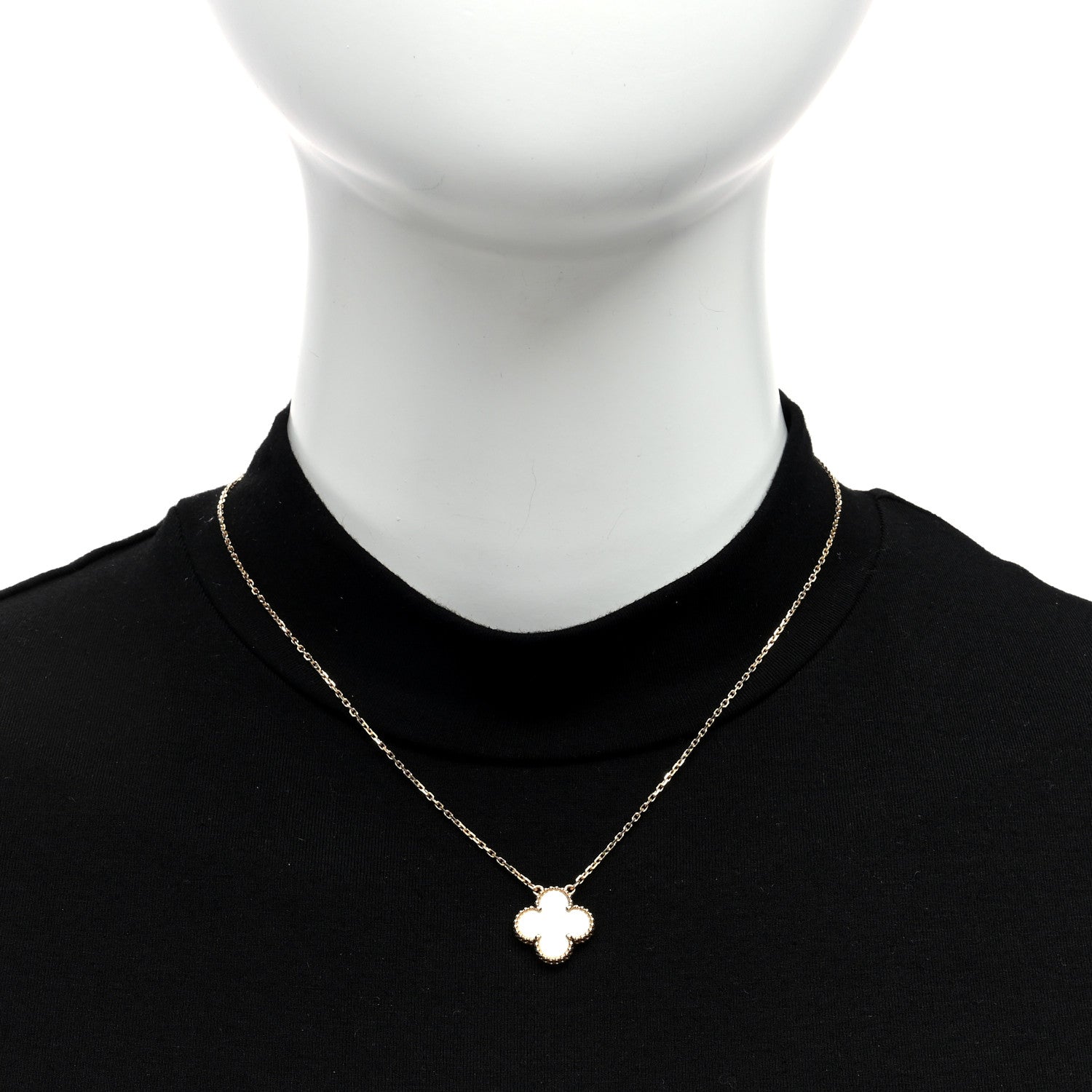 Van Cleef & Arpels 18K Yellow Gold Mother of Pearl Vintage Alhambra Pendant Necklace 2 of 4