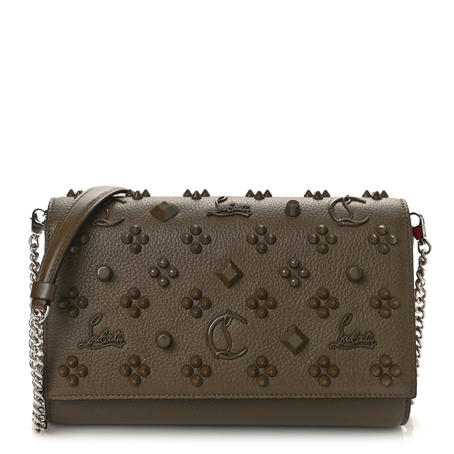 Calfskin Spikes Loubinthesky Paloma Clutch Silex