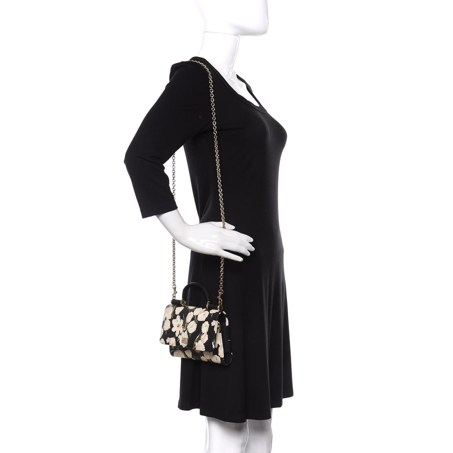 Dauphine Tulip Print Mini Von Bag Black