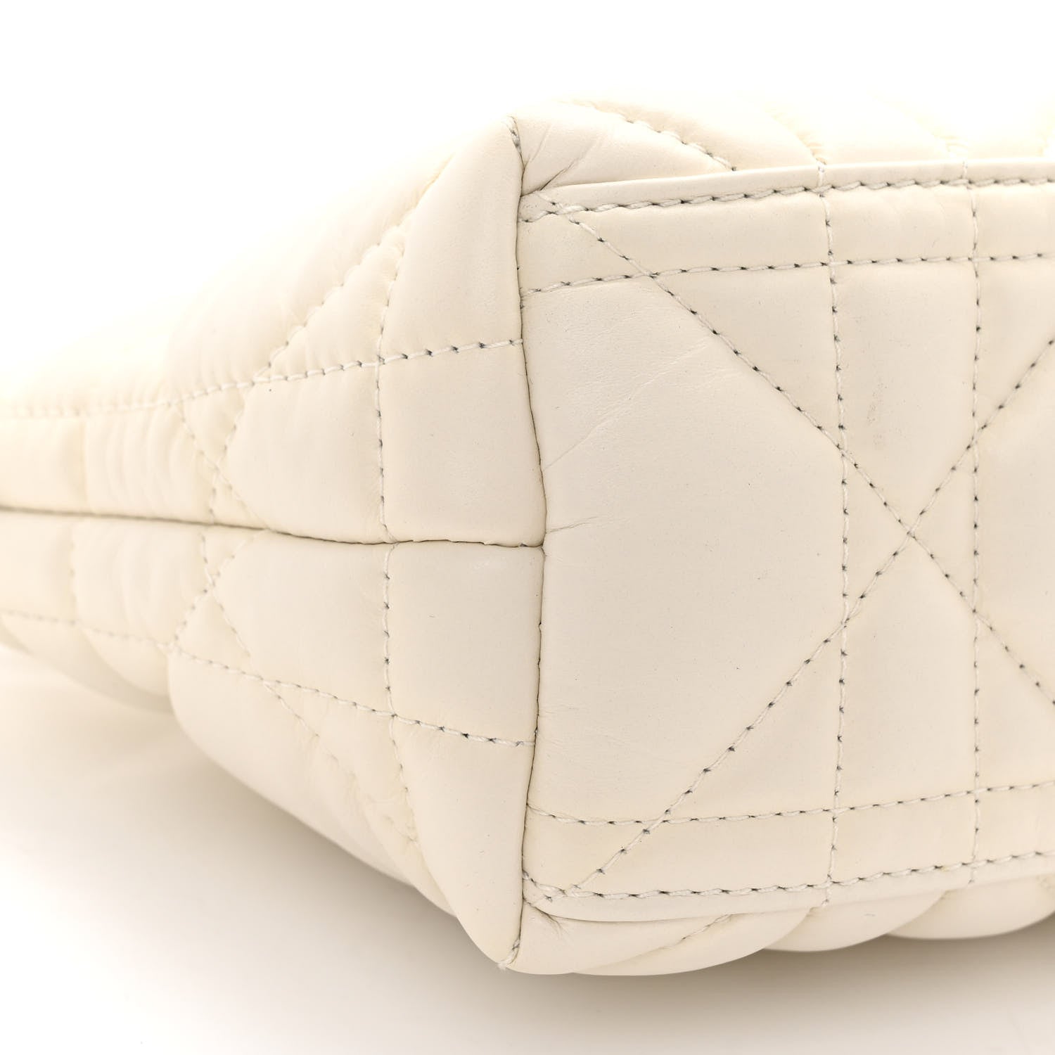 Christian Dior Calfskin Macrocannage Small Diortravel Nomad Pouch Ivory 9 of 10