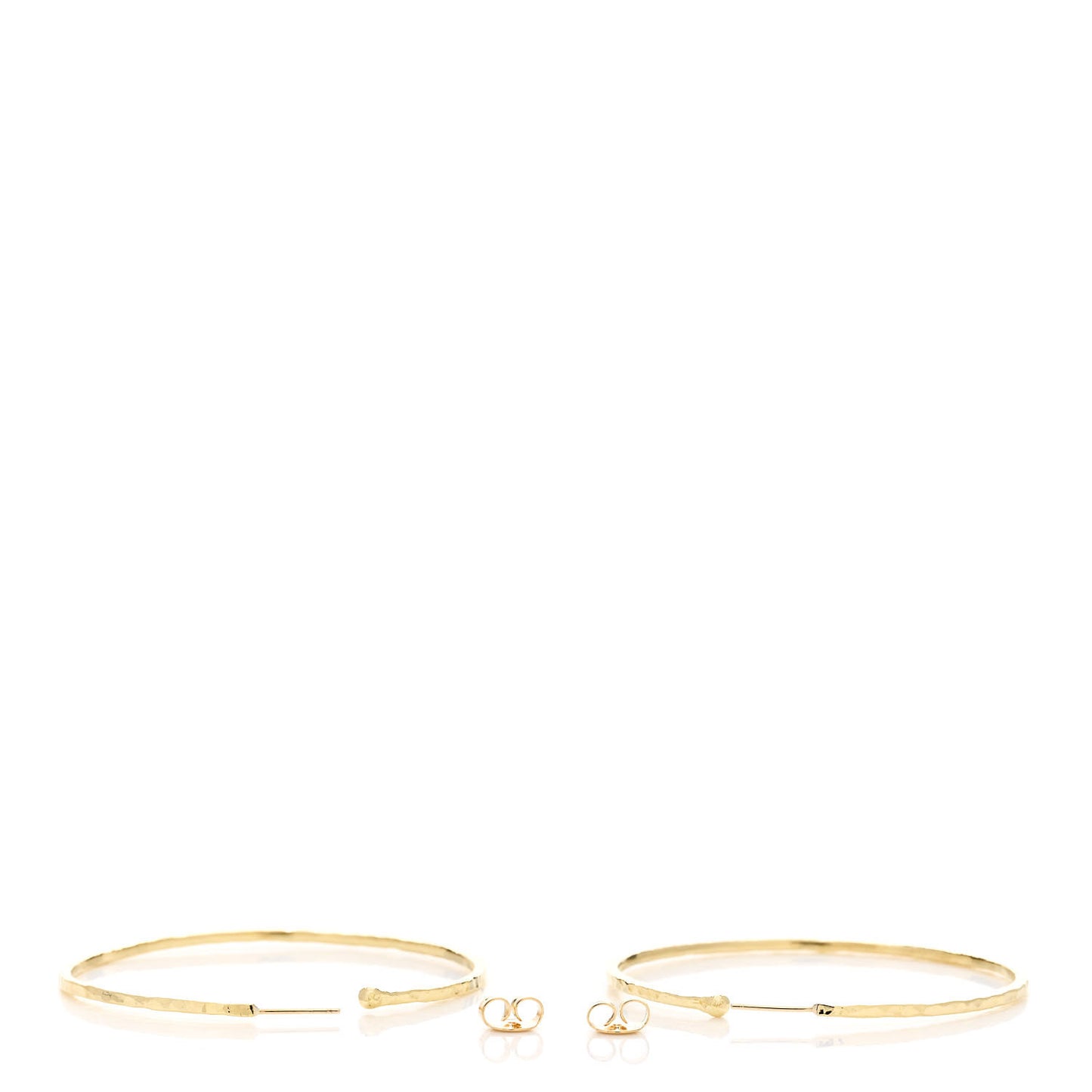 18K Yellow Gold Large Hammered Hoop Earrings