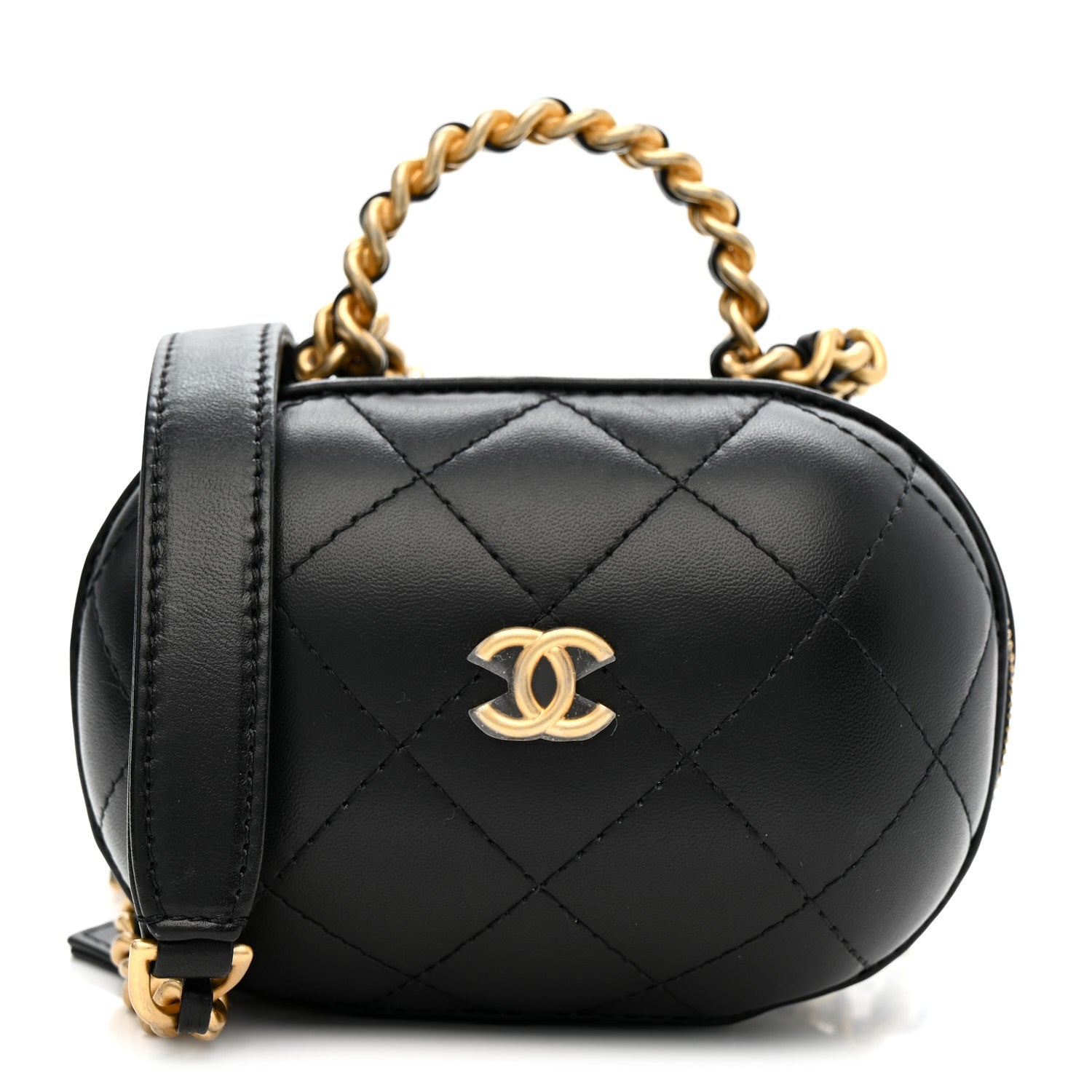 CHANEL  with the original  leather case Lot - Chanel: a vintage red quilted leather camera case 1986  main image 2