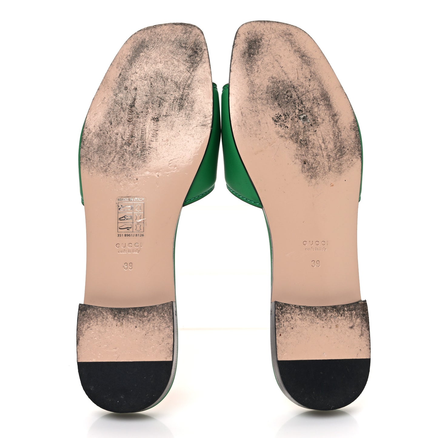 Cosmos Softy Calfskin Interlocking G Cut Out Slide Sandals 39 New Shamarock
