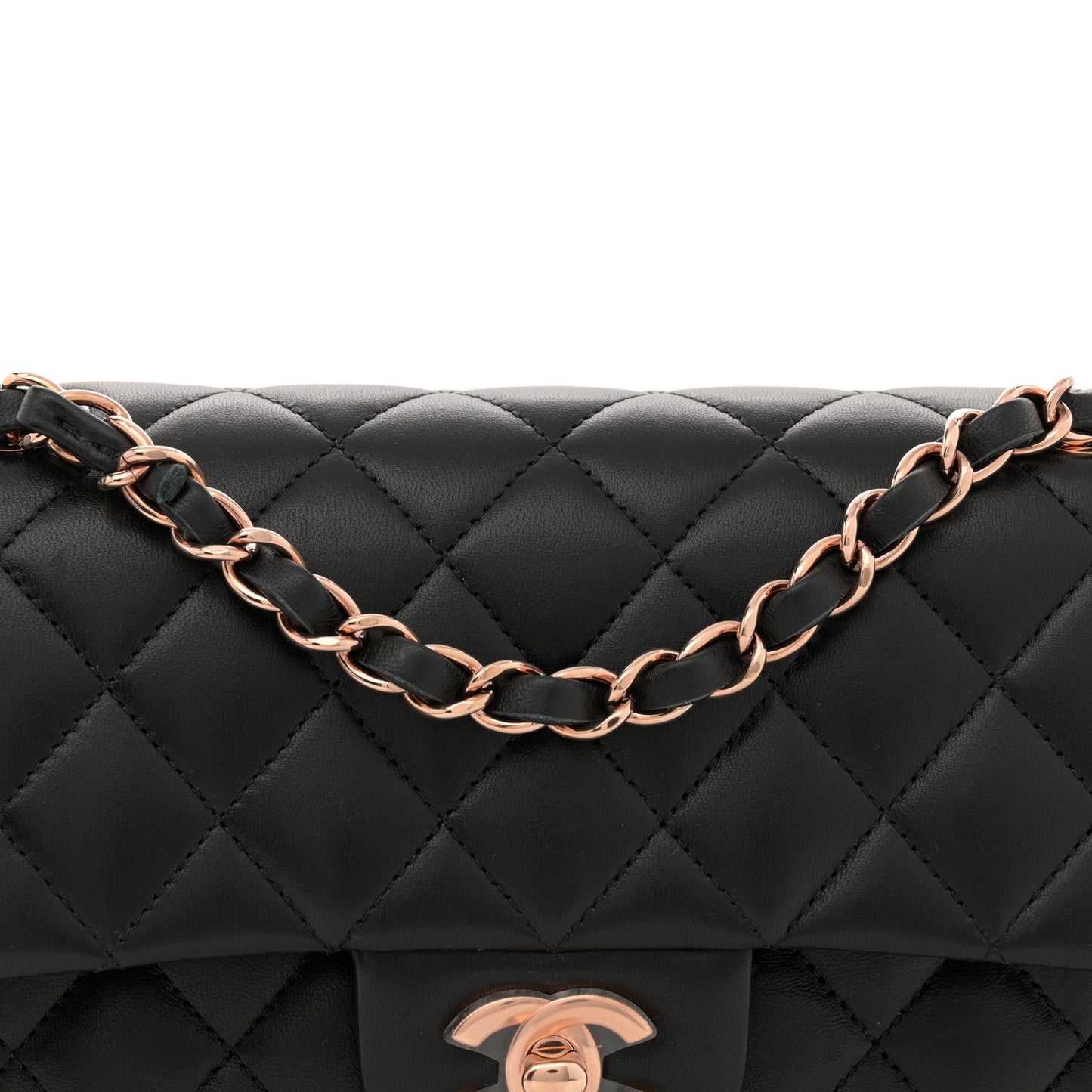 Lambskin Quilted Small Double Flap Black