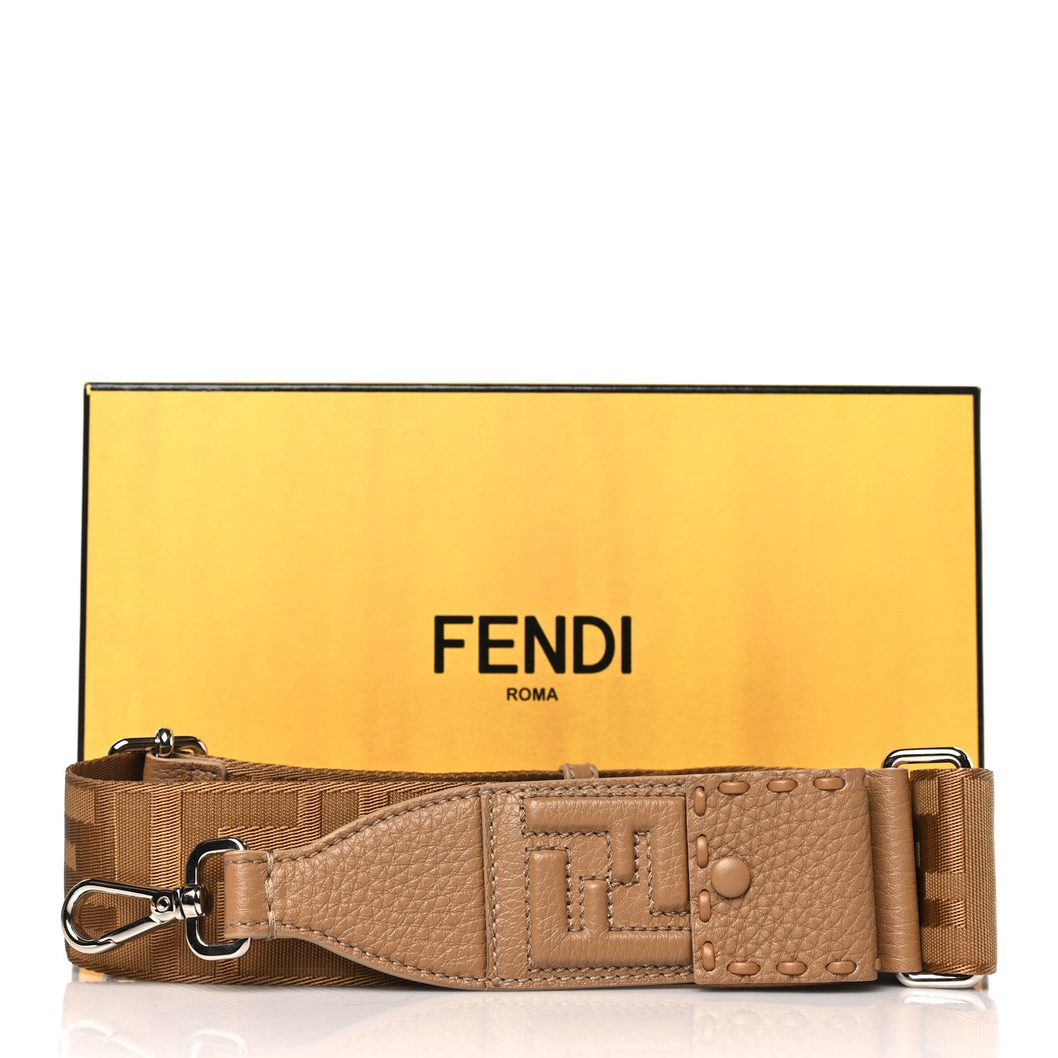 Fendi Ribbon Vitello Century FF 1974 Embroidered Adjustable Strap You Cappuccino 4 of 4