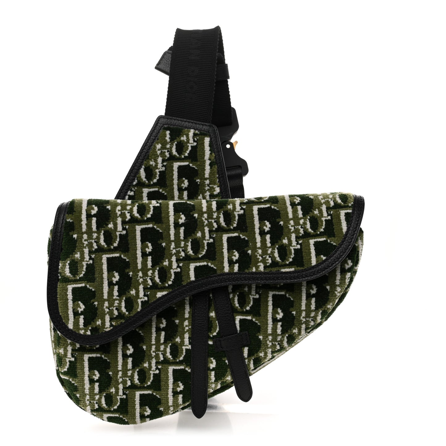 Velvet Oblique Mens Saddle Bag Black Green