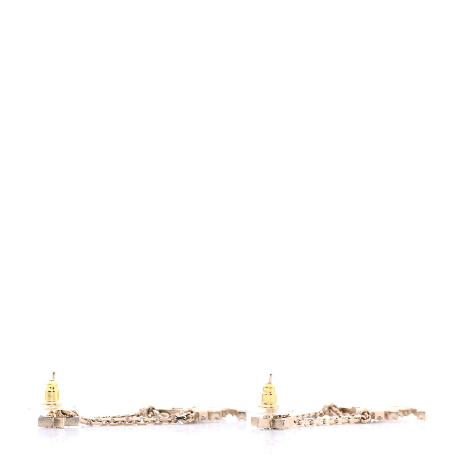 Chanel Crystal Star Drop CC Earrings Gold 4 of 5