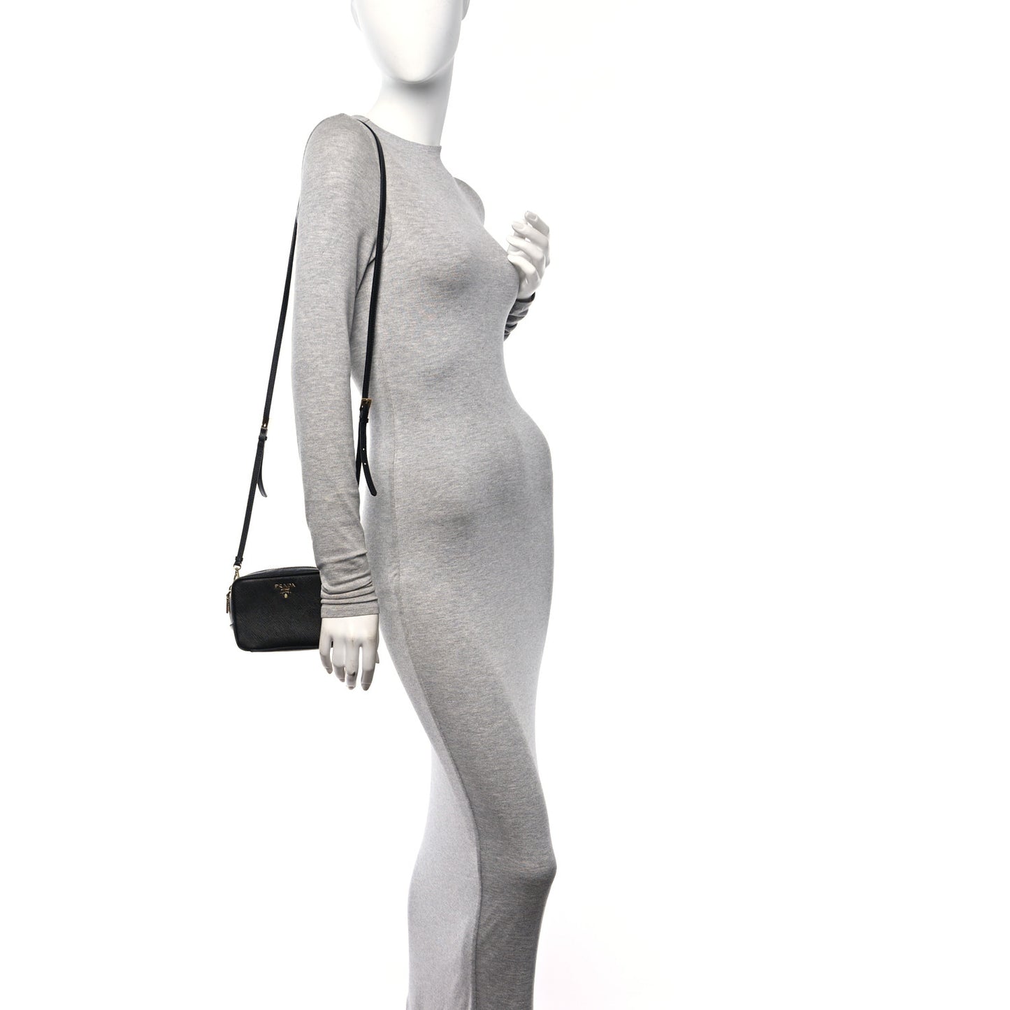Saffiano Mini Camera Crossbody Bag Black