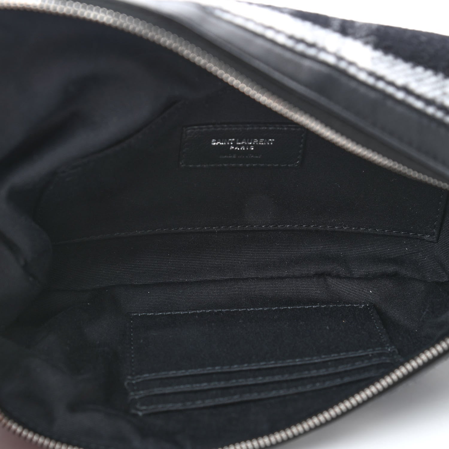 Saint Laurent Wool Tartan Belt Bag Black White 5 of 9