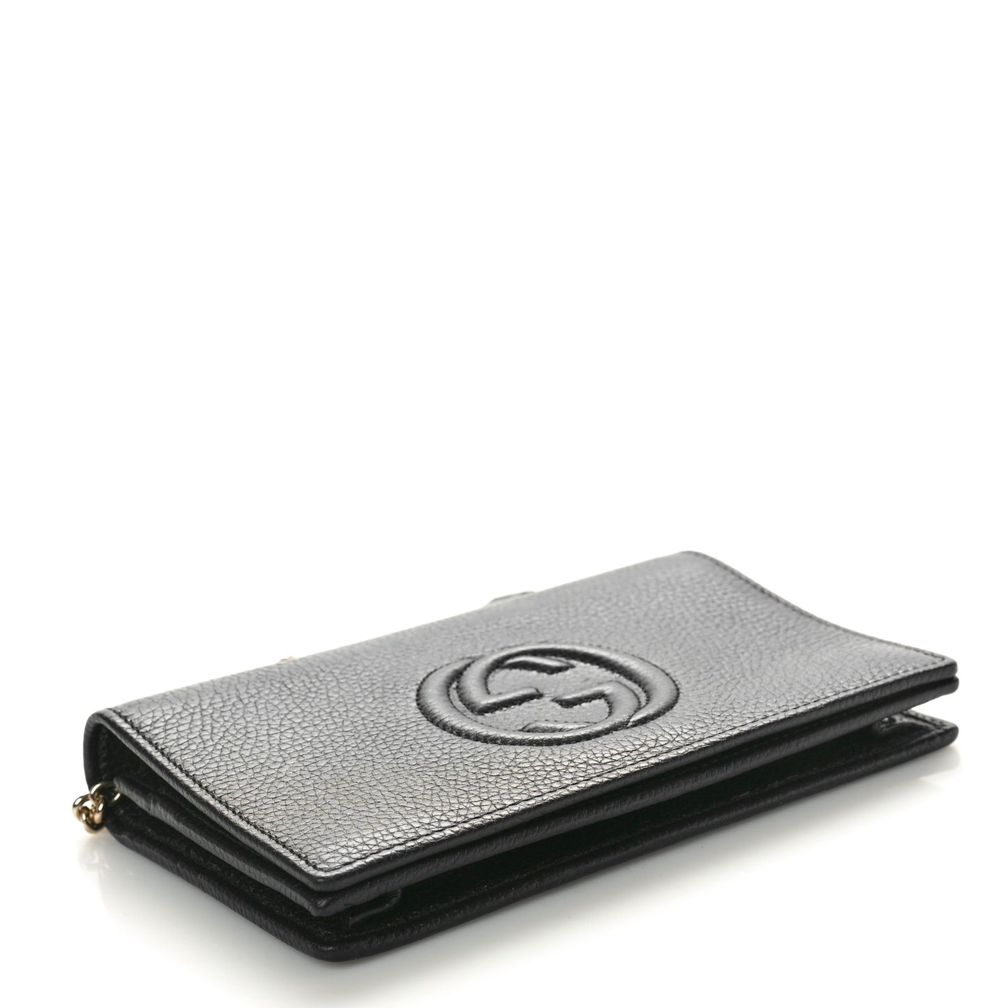 Pebbled Calfskin Soho Wallet On Chain Black