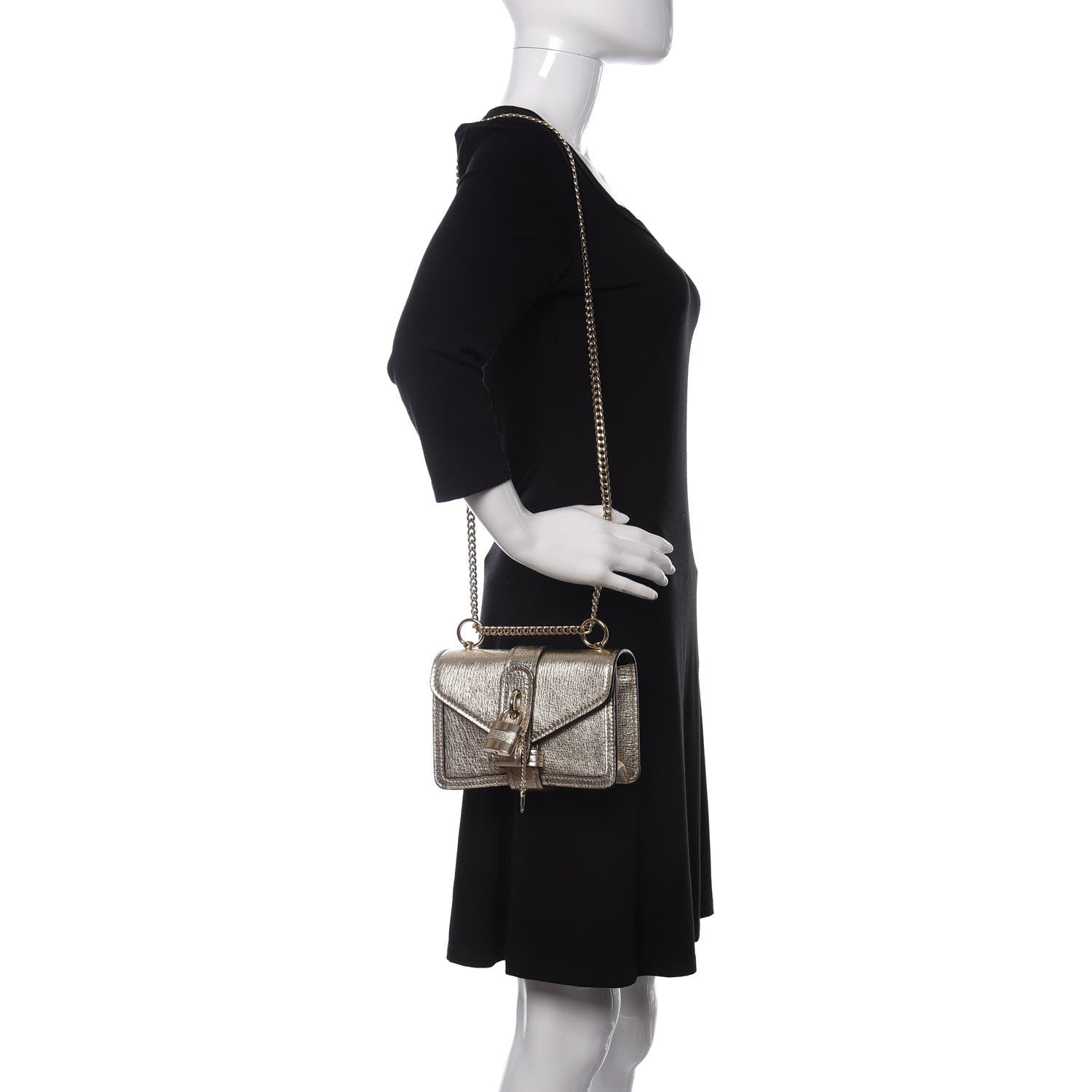 Chloe Metallic Textured Calfskin Aby Convertible Chain Shoulder Bag Gold 2 of 11