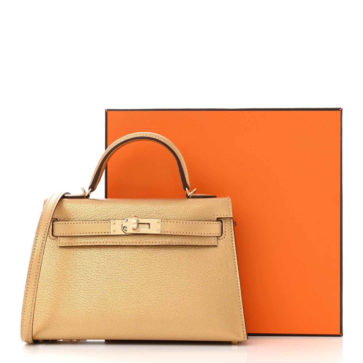 Hermes Metallic Chevre Chamkilight Mini Kelly Sellier 20 Dore 10 of 10