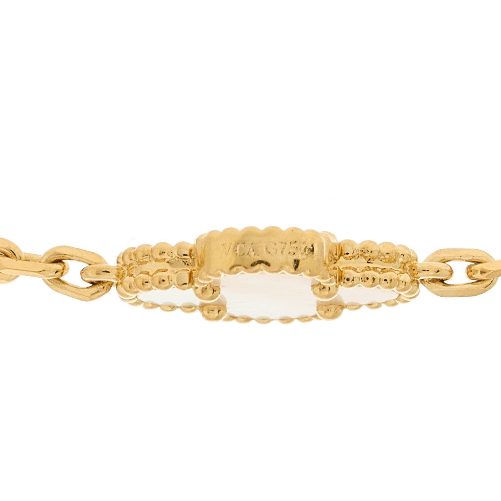 18K Yellow Gold Mother of Pearl 20 Motifs Vintage Alhambra Necklace