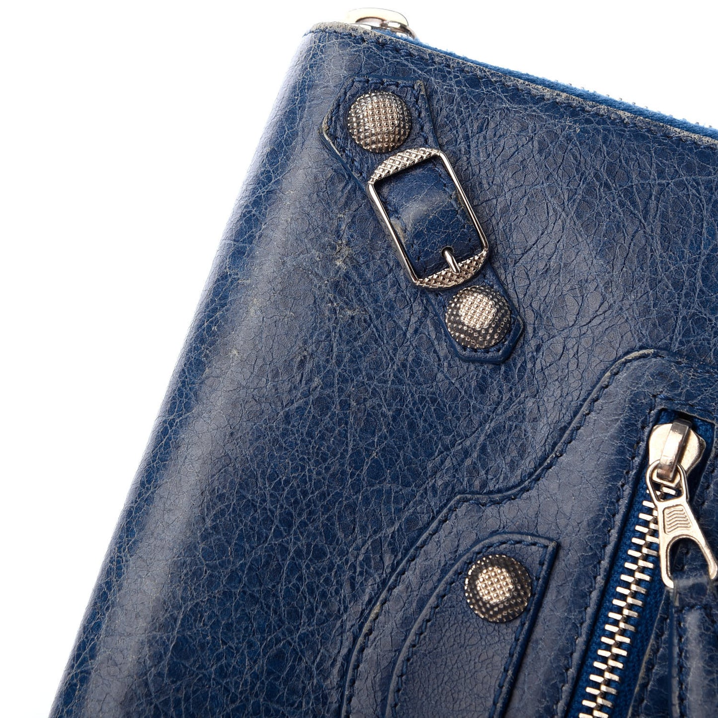 Agneau Giant 12 Silver Hardware Continental Zip Around Wallet Bleu Cobalt