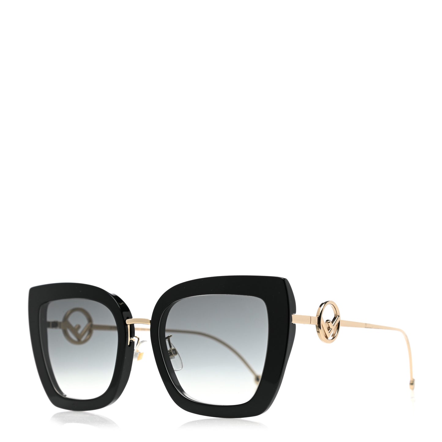 Acetate Metal F is Fendi Square Cat Eye Sunglasses FF 0424/F/S Black