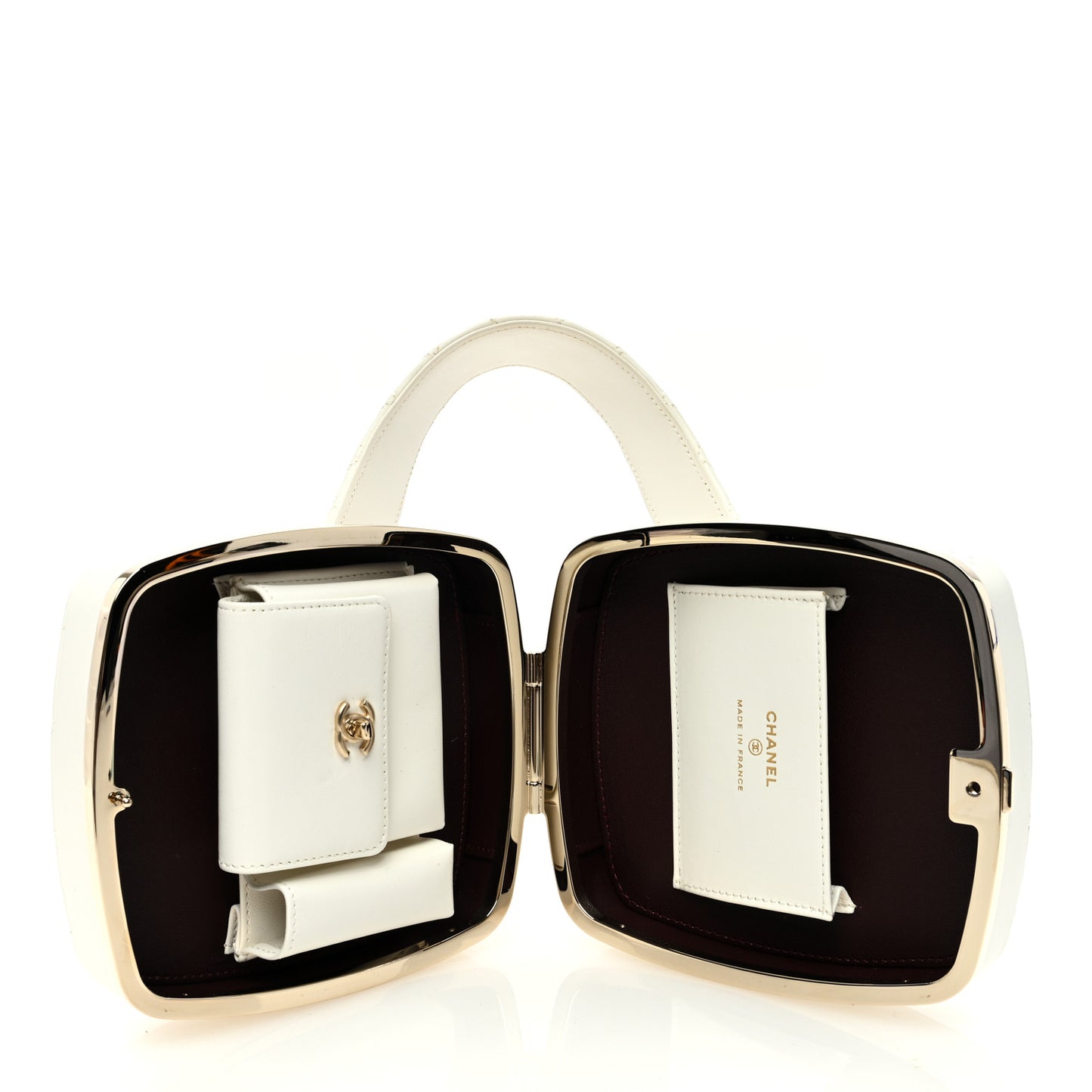 Lambskin Minaudiere Vanity With Handle White