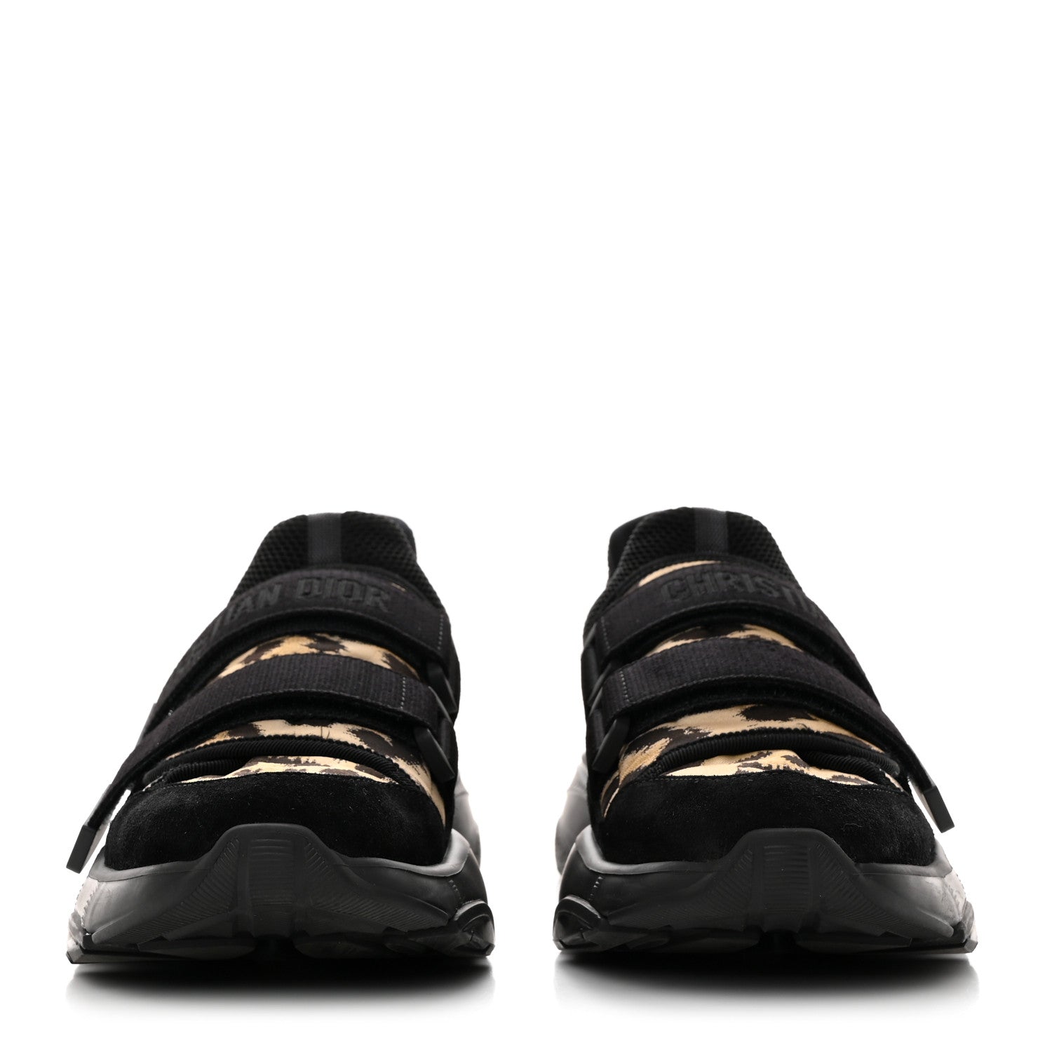 Christian Dior Technical Fabric Nylon Leopard Print Womens D-Wander Sneakers Black 2 of 9