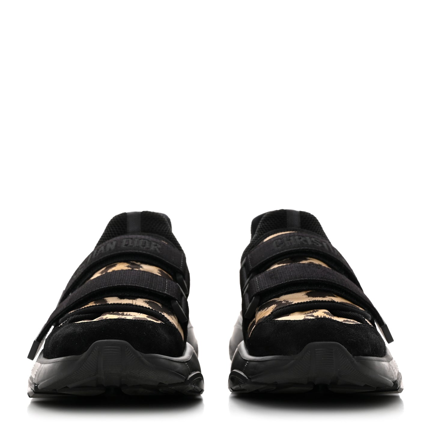 Technical Fabric Nylon Leopard Print Womens D-Wander Sneakers Black