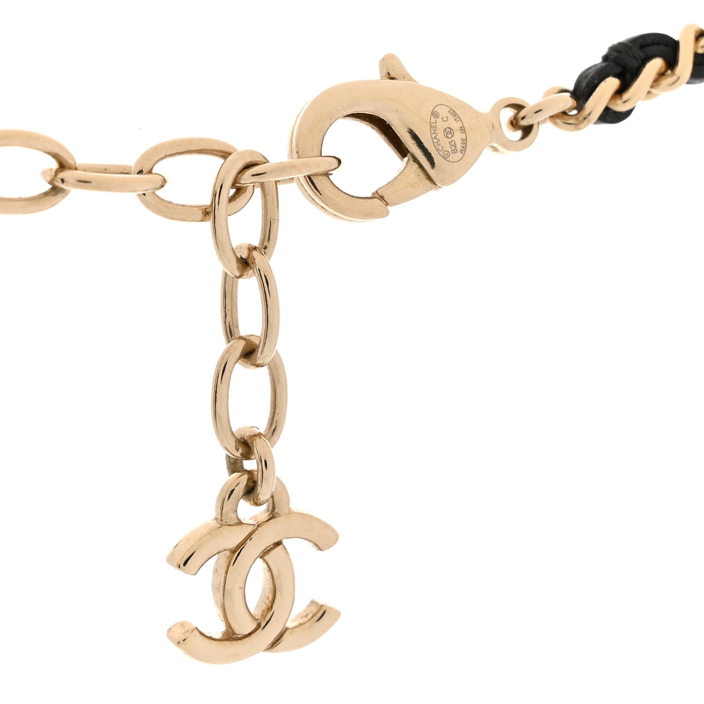 Metal Resin Calfskin Quilted CC Turnlock Chain Bag Necklace Gold Black
