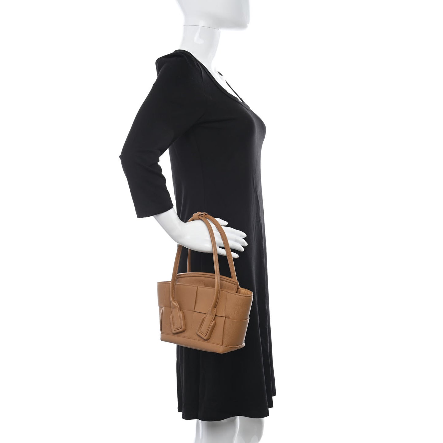 Grained Calfskin Maxi Intrecciato Mini Arco Caramel
