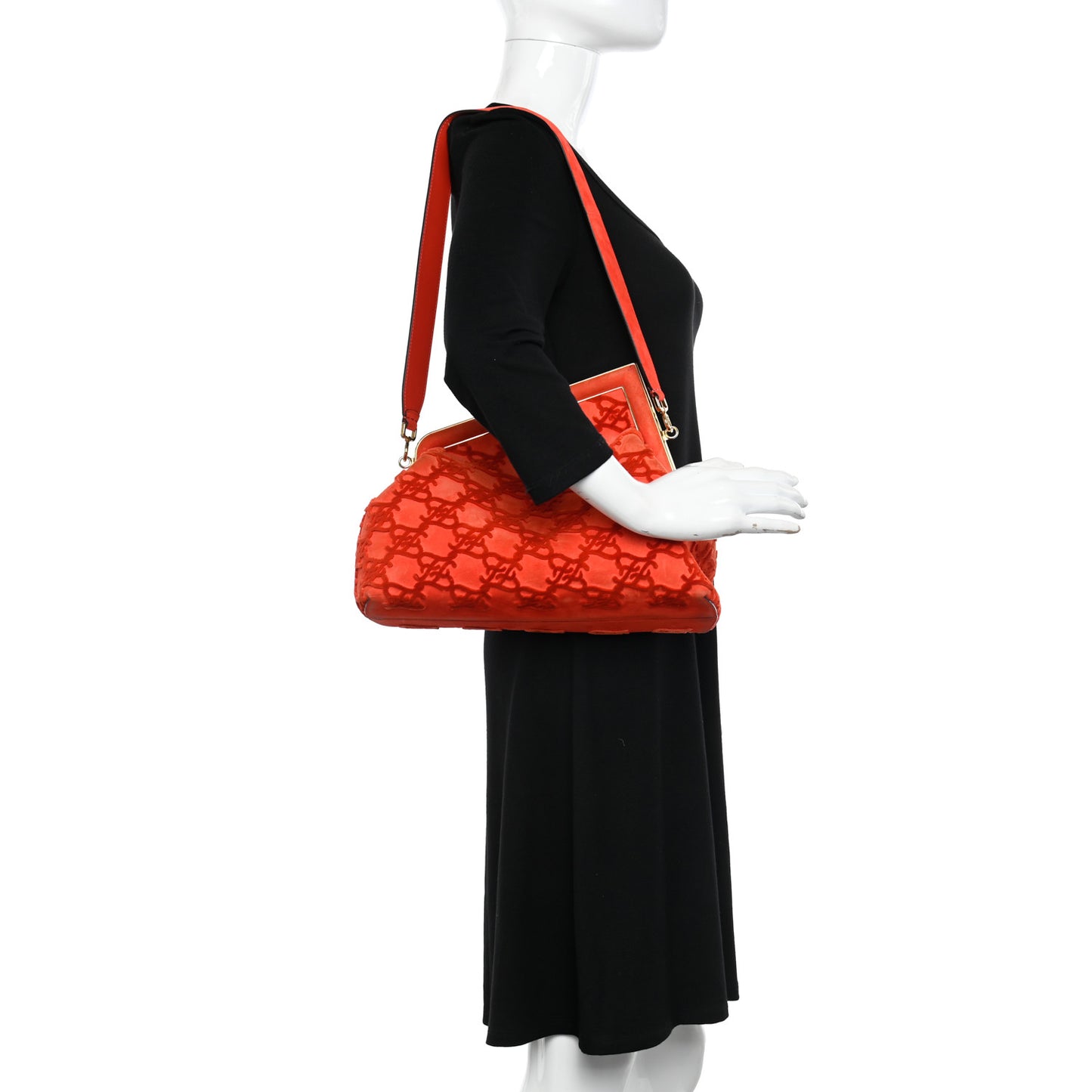 Camoscio Karligraphy Embroidered Medium Fendi First Tulipano