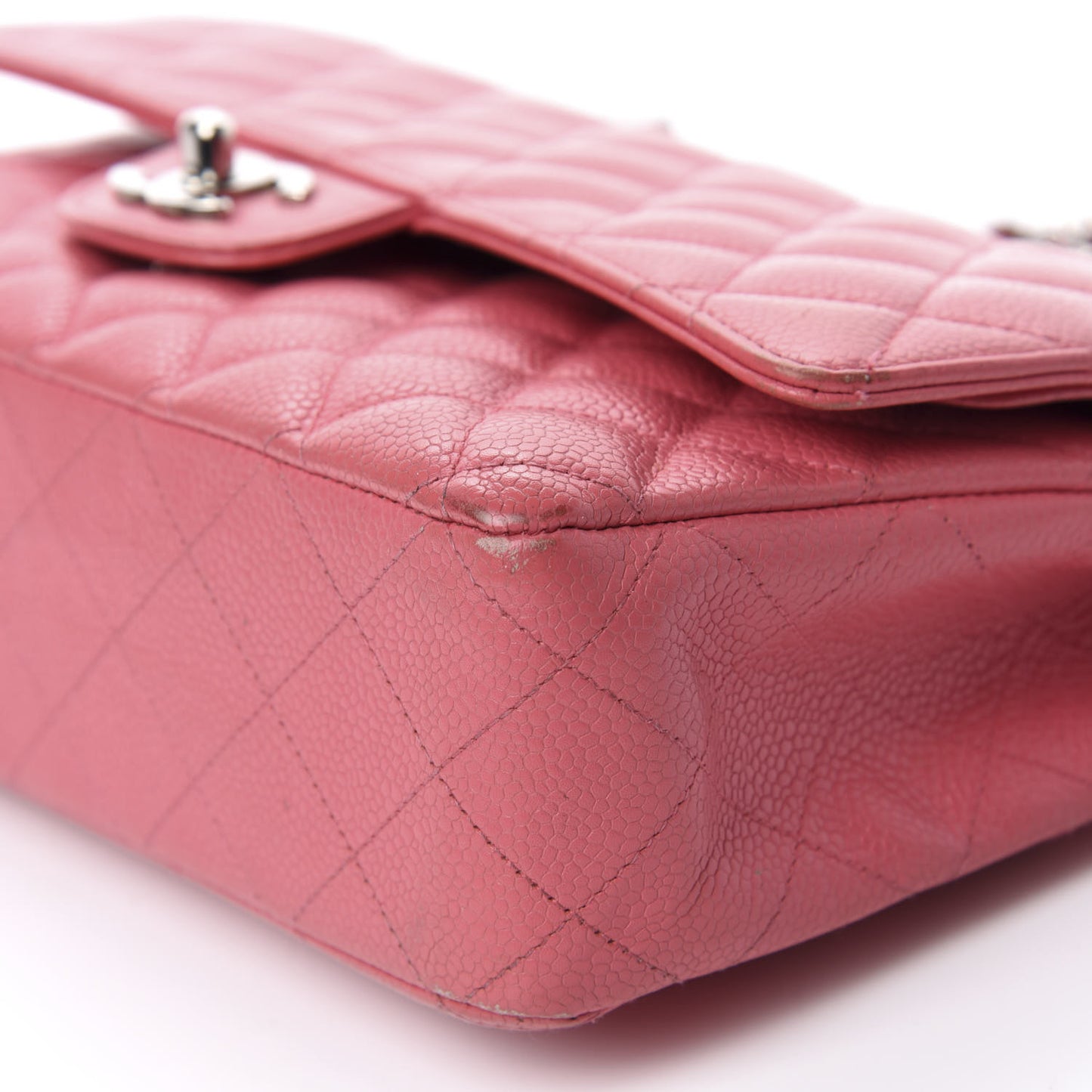 Caviar Quilted Medium Double Flap Dark Pink