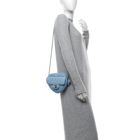 Lambskin Quilted CC In Love Heart Bag Light Blue