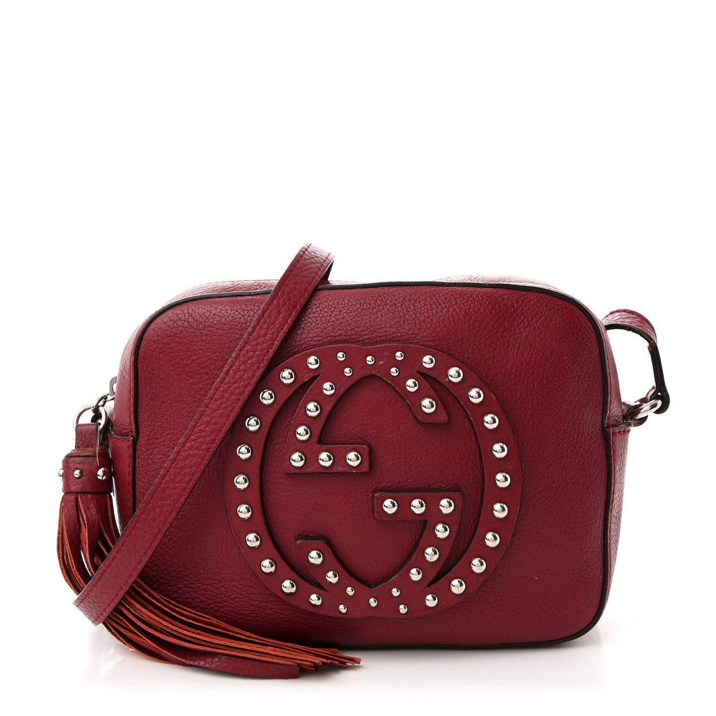 Pebbled Calfskin Studded Small Soho Disco Bag Soft Burgundy