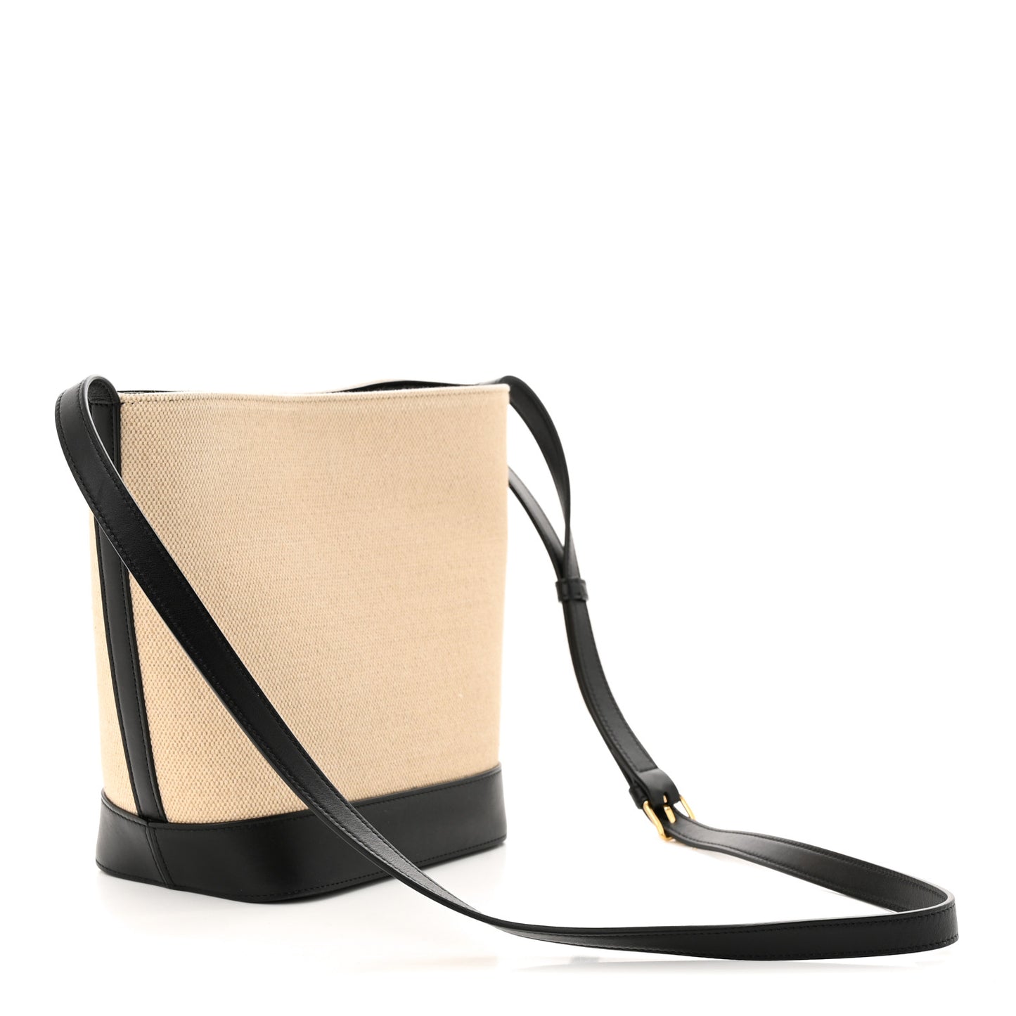 Canvas Calfskin Triomphe Small Bucket Bag Vanilla Black