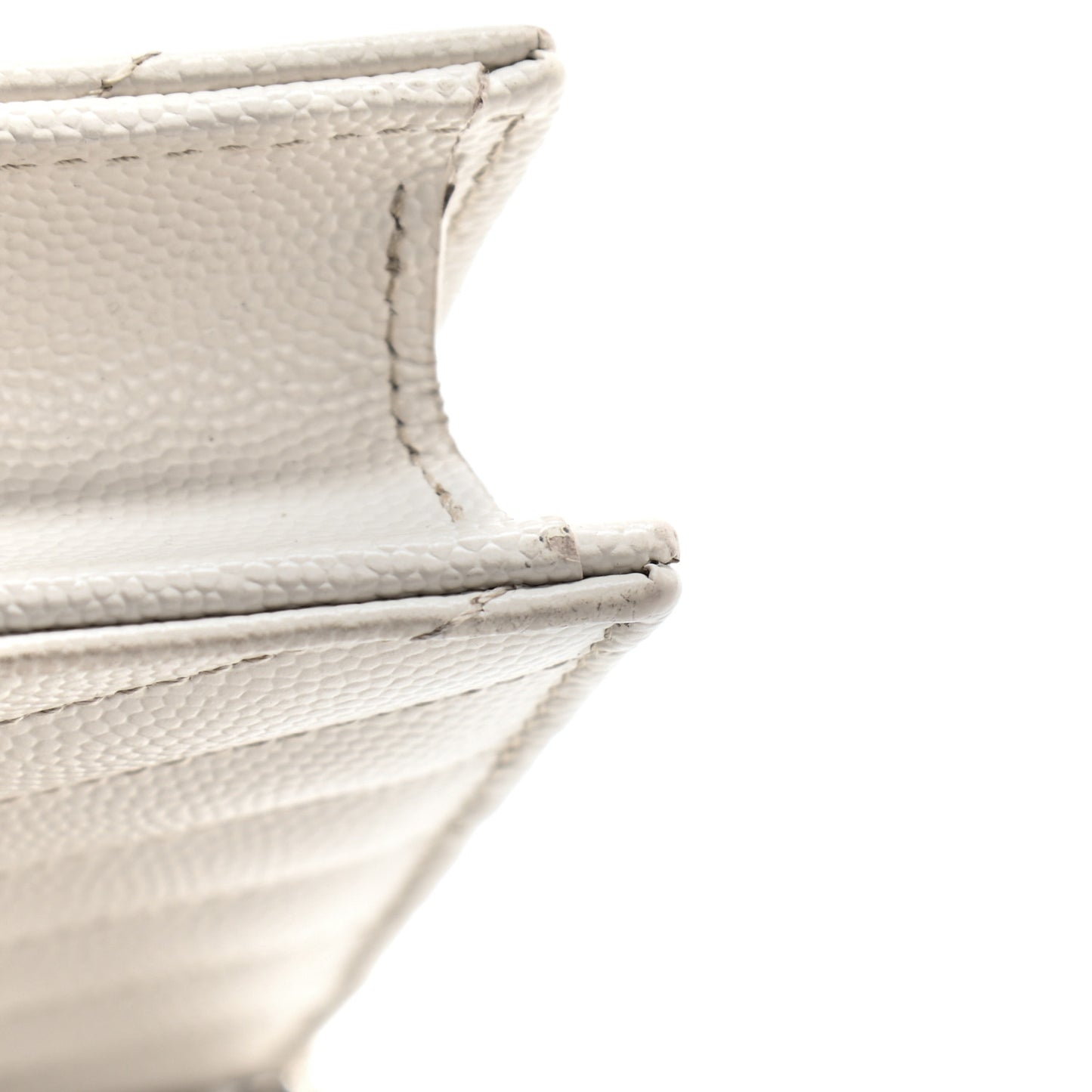 Grain De Poudre Matelasse Chevron Monogram Envelope Chain Wallet Optical White