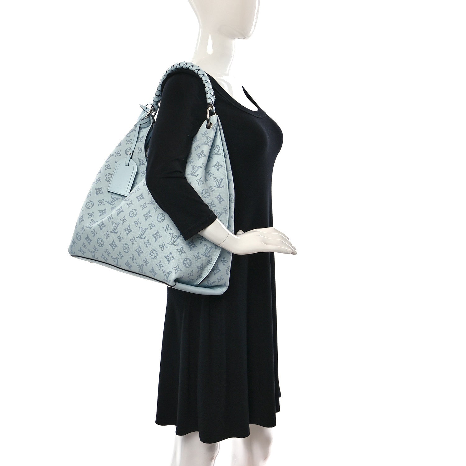 Louis Vuitton Mahina Carmel Hobo Bag Denim Blue 2 of 8