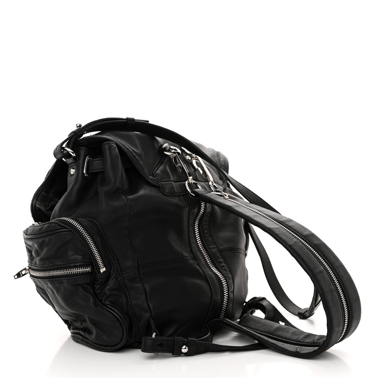 Alexander Wang Lambskin Marti Backpack Bag Washed Black Rhodium Hardware 3 of 9