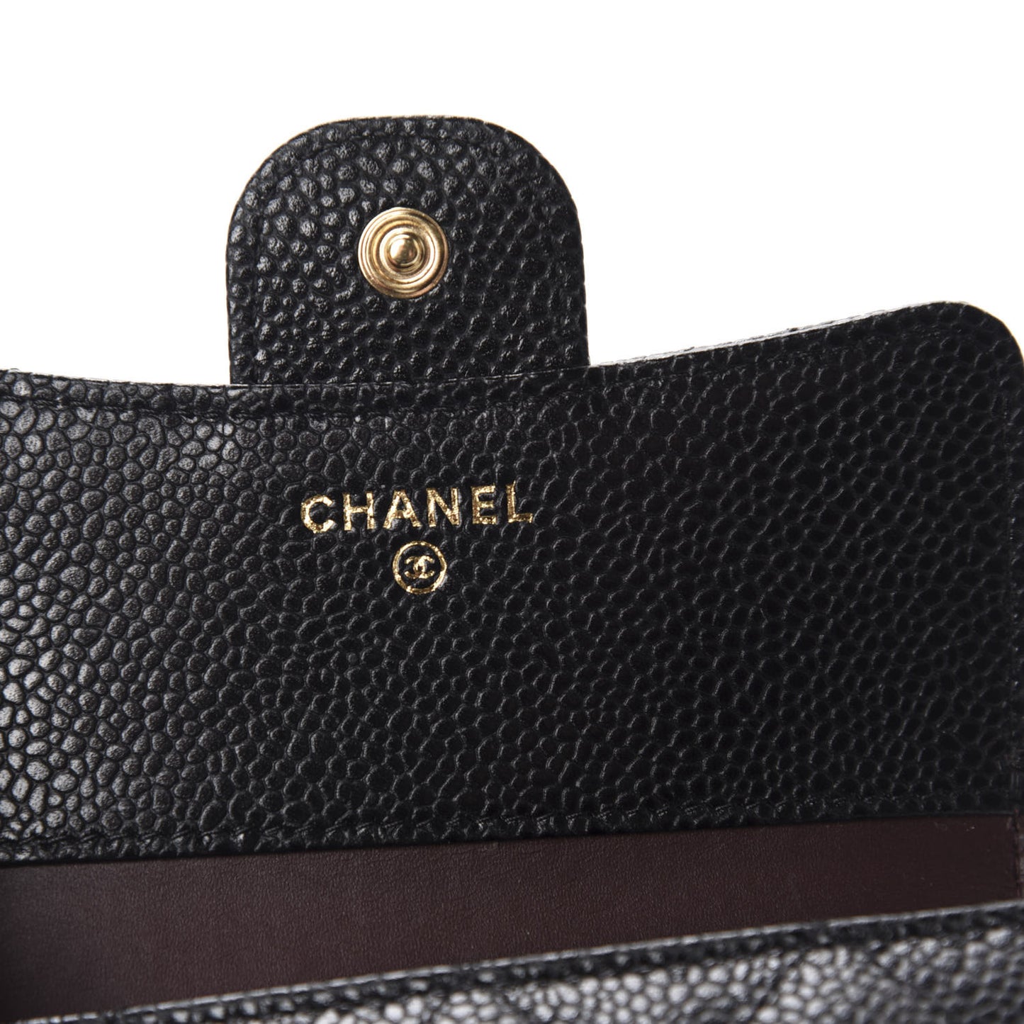 Caviar Quilted Compact Flap Wallet Black