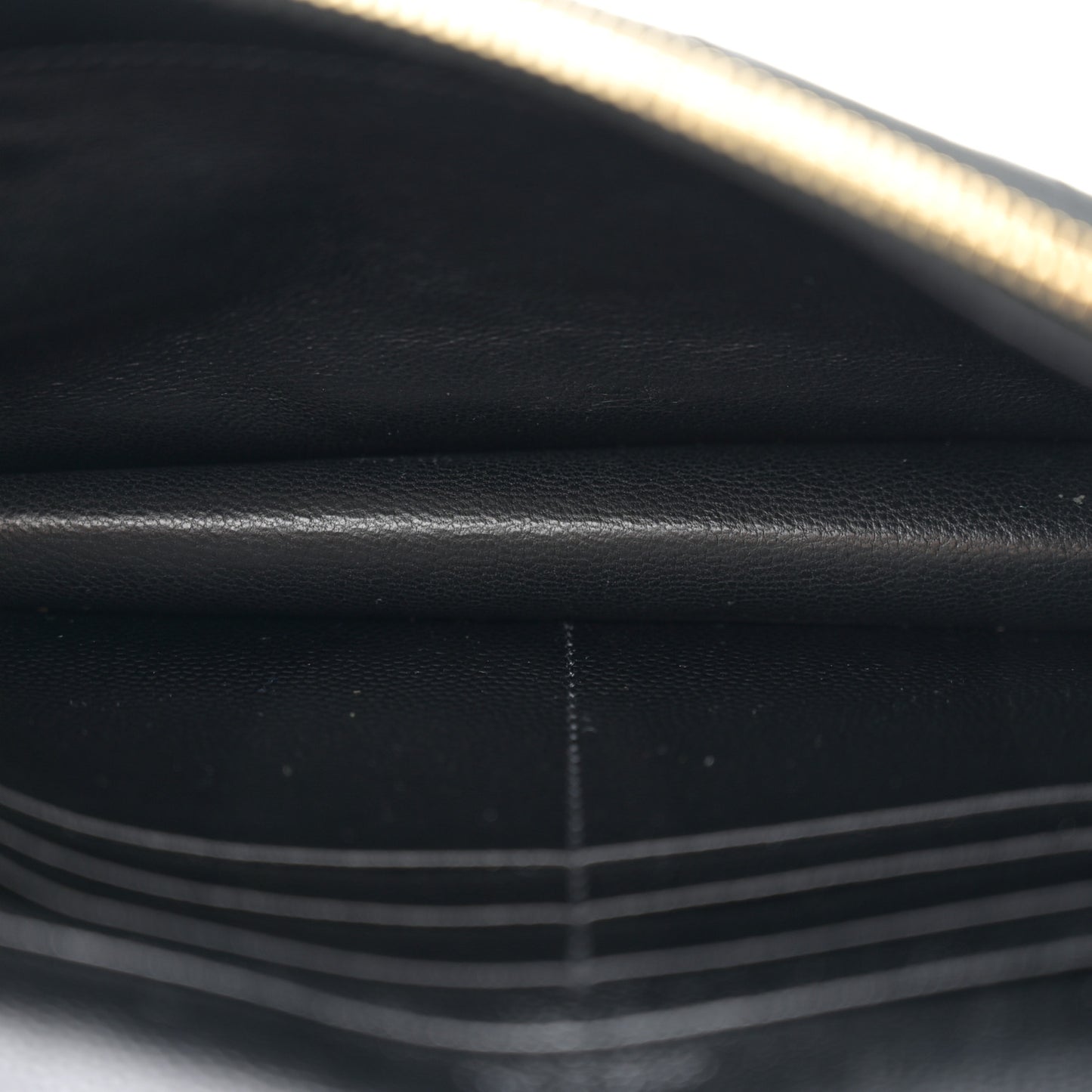 Grain De Poudre Matelasse Chevron Monogram Envelope Chain Wallet Black