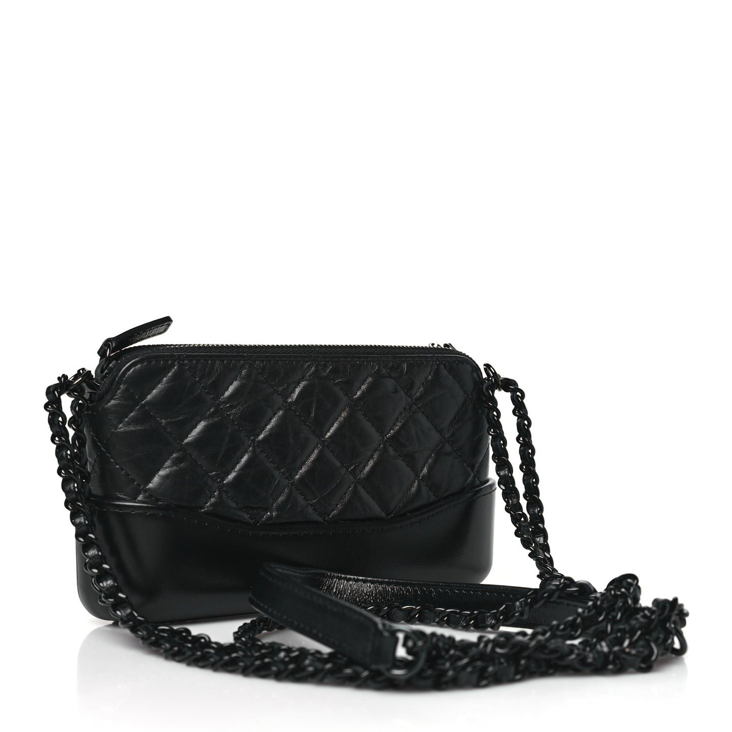 Aged Calfskin Quilted Small Gabrielle Clutch With Chain So Black