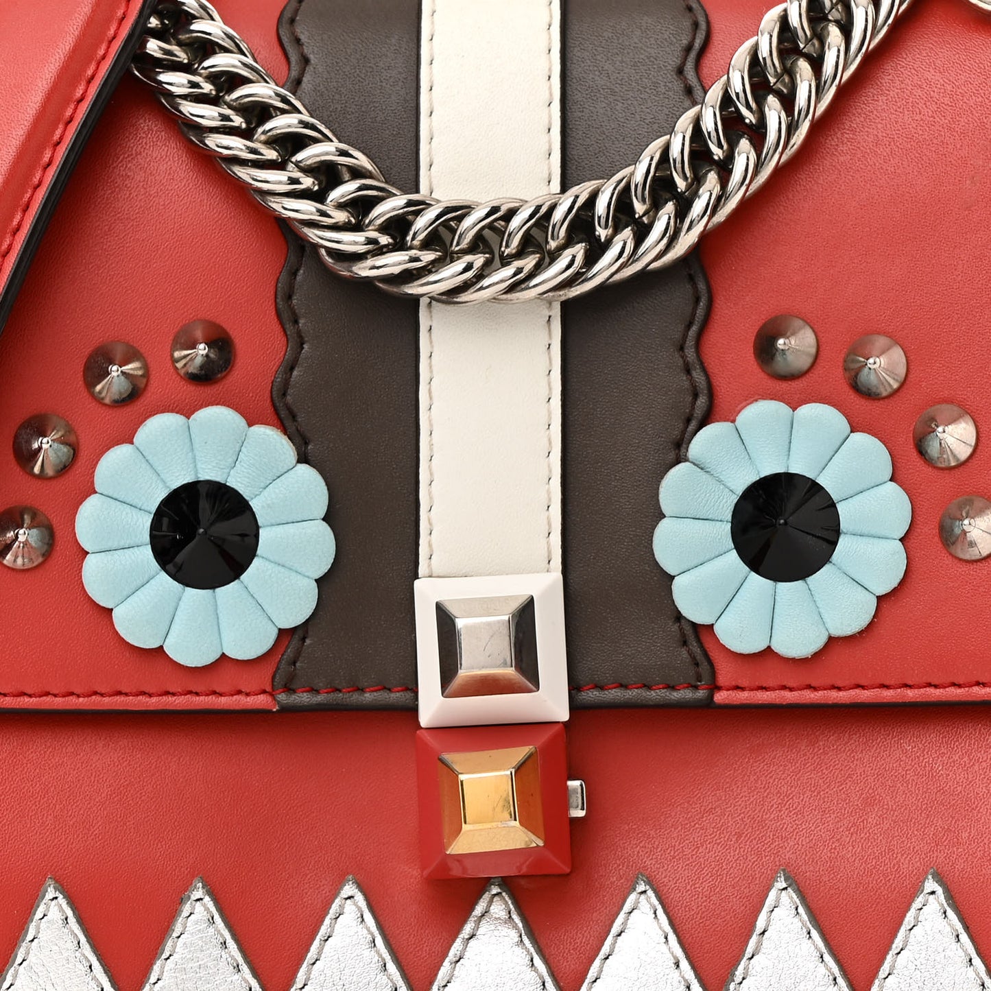 Vitello Liberty Lucido Catalan Mirror Hypnoteyes Studded Small Kan I Shoulder Bag Bloody Mary Carbone Multicolor