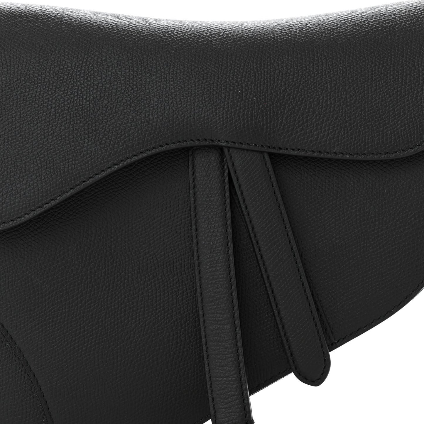 Grained Calfskin Saddle Bag Black