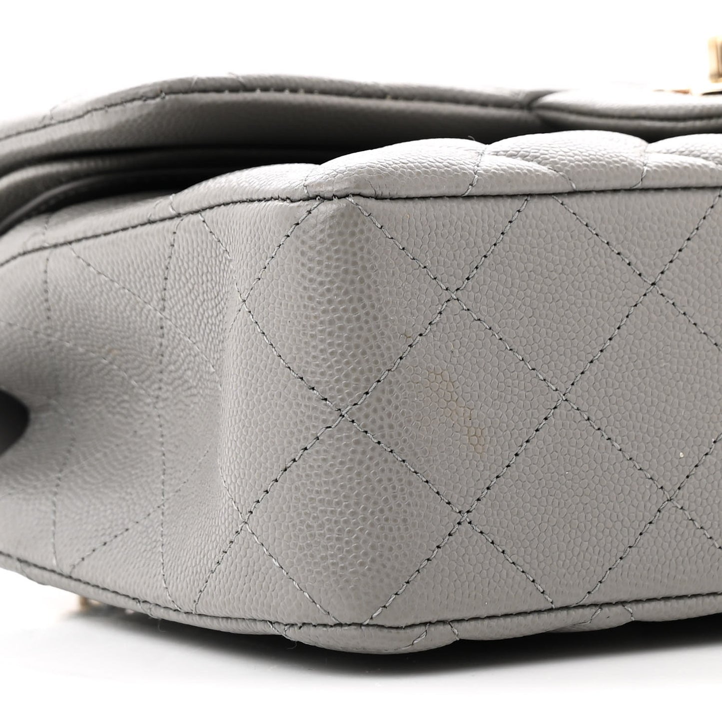 Caviar Quilted Small Double Flap Grey