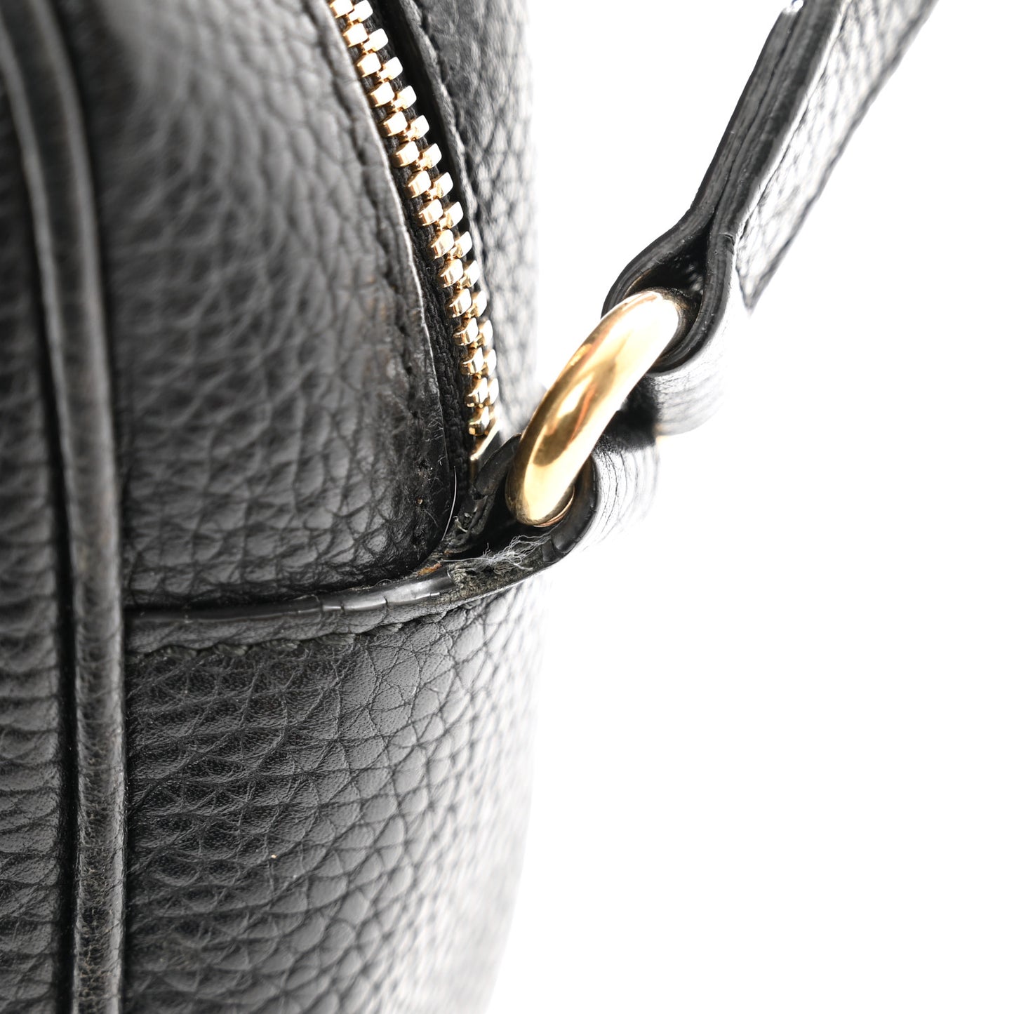 Pebbled Calfskin Small Soho Disco Bag Black