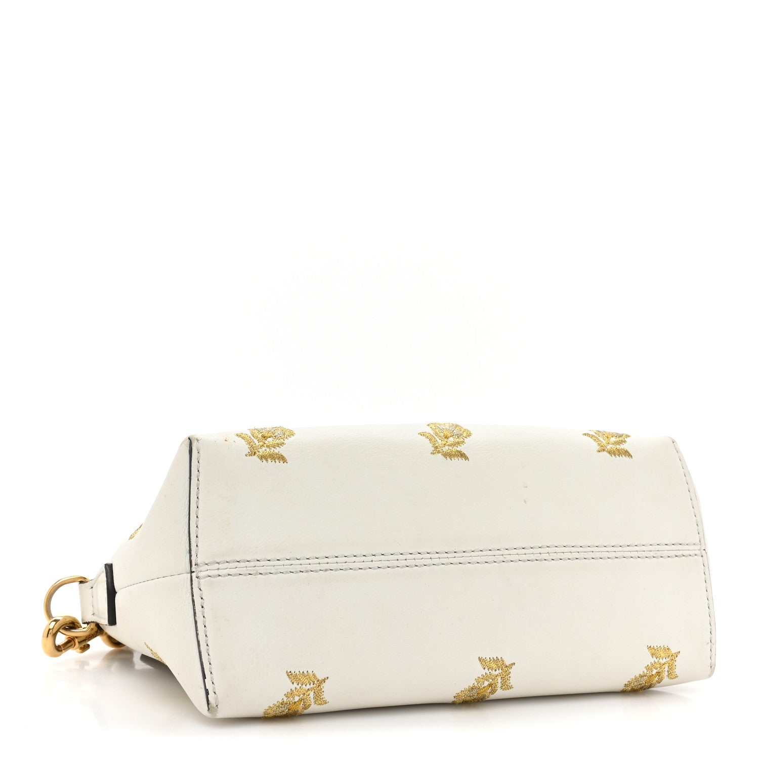 Fendi Vitello Dolce Lurex Floral Embroidered Studded Mini By The Way Boston Bag White 4 of 15