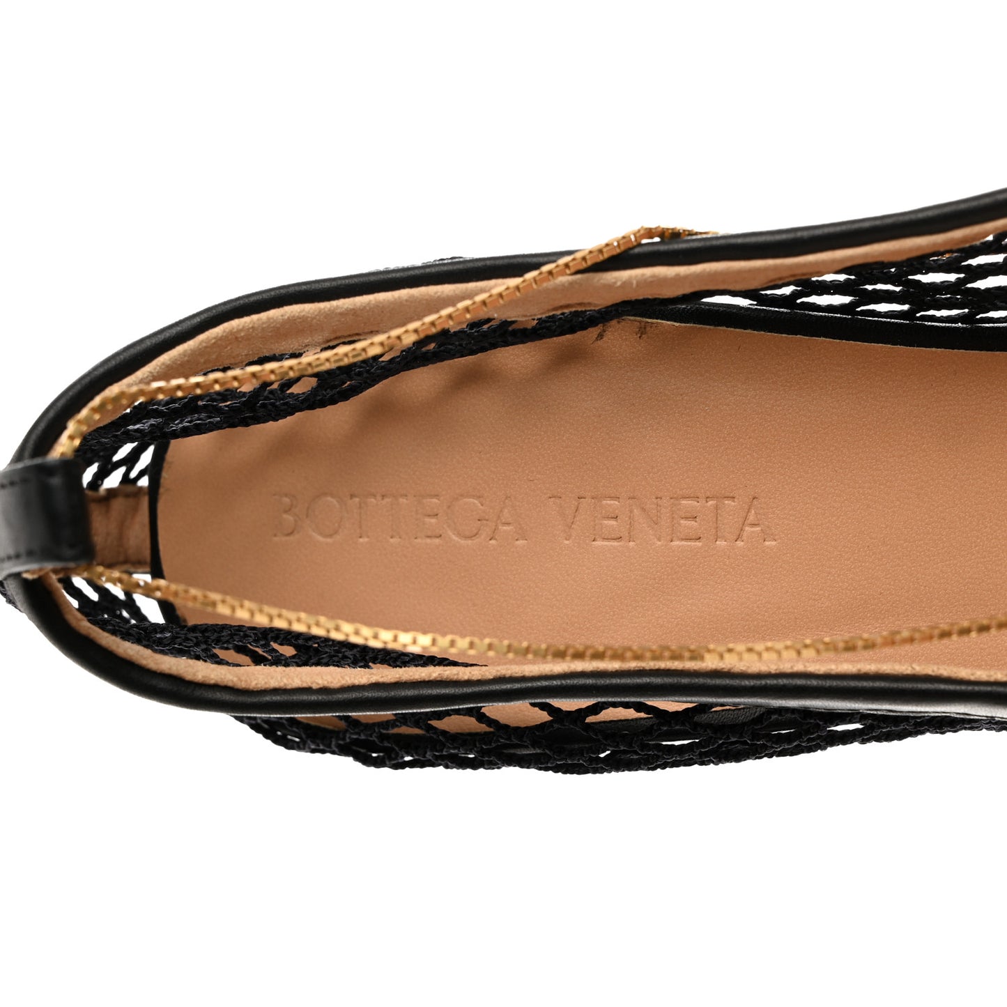 BOTTEGA VENETA Mesh Calfskin Chain Stretch Pumps 37 Black
