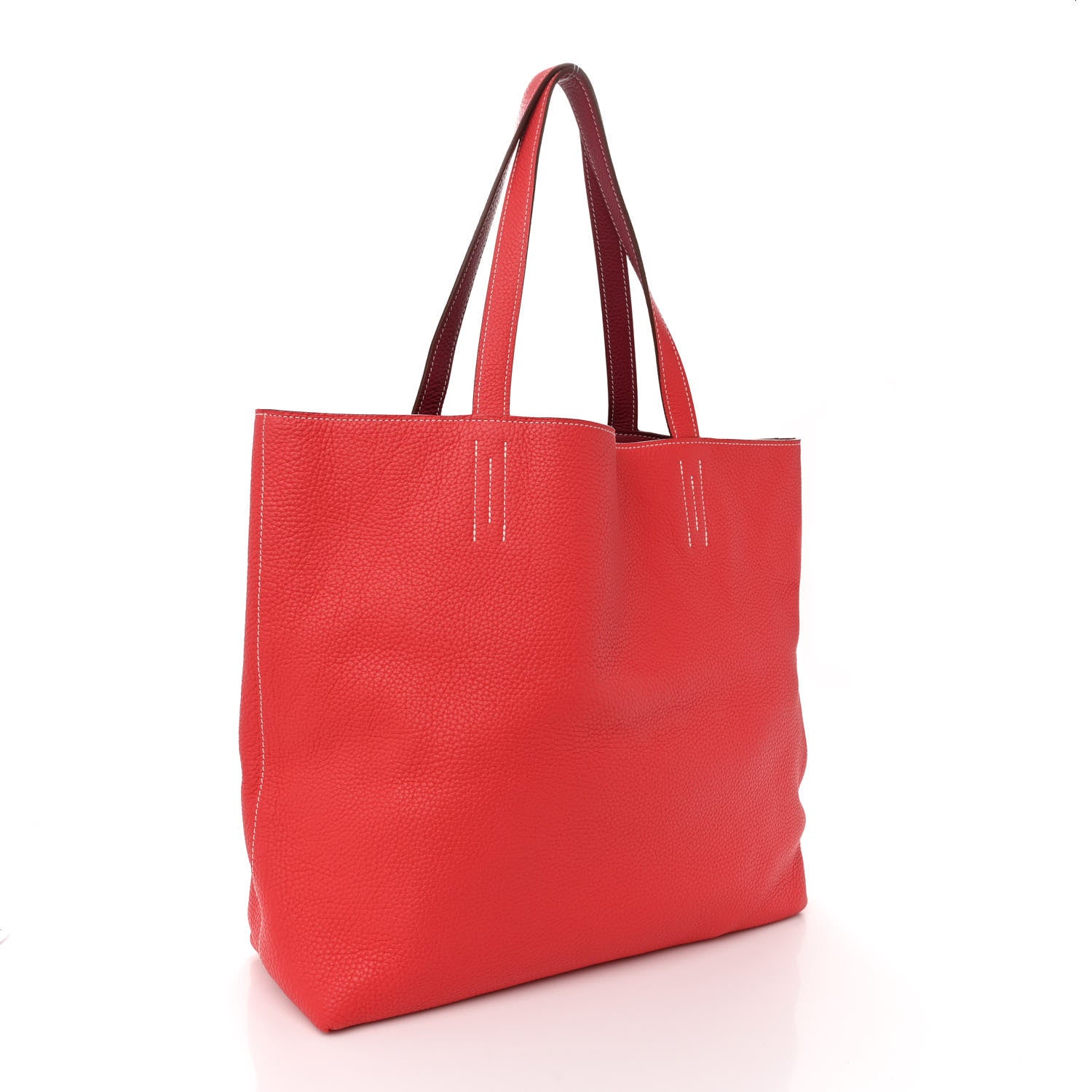 Hermes Taurillon Clemence Double Sens 45 Reversible Tote Rubis Rose Jaipur 4 of 17